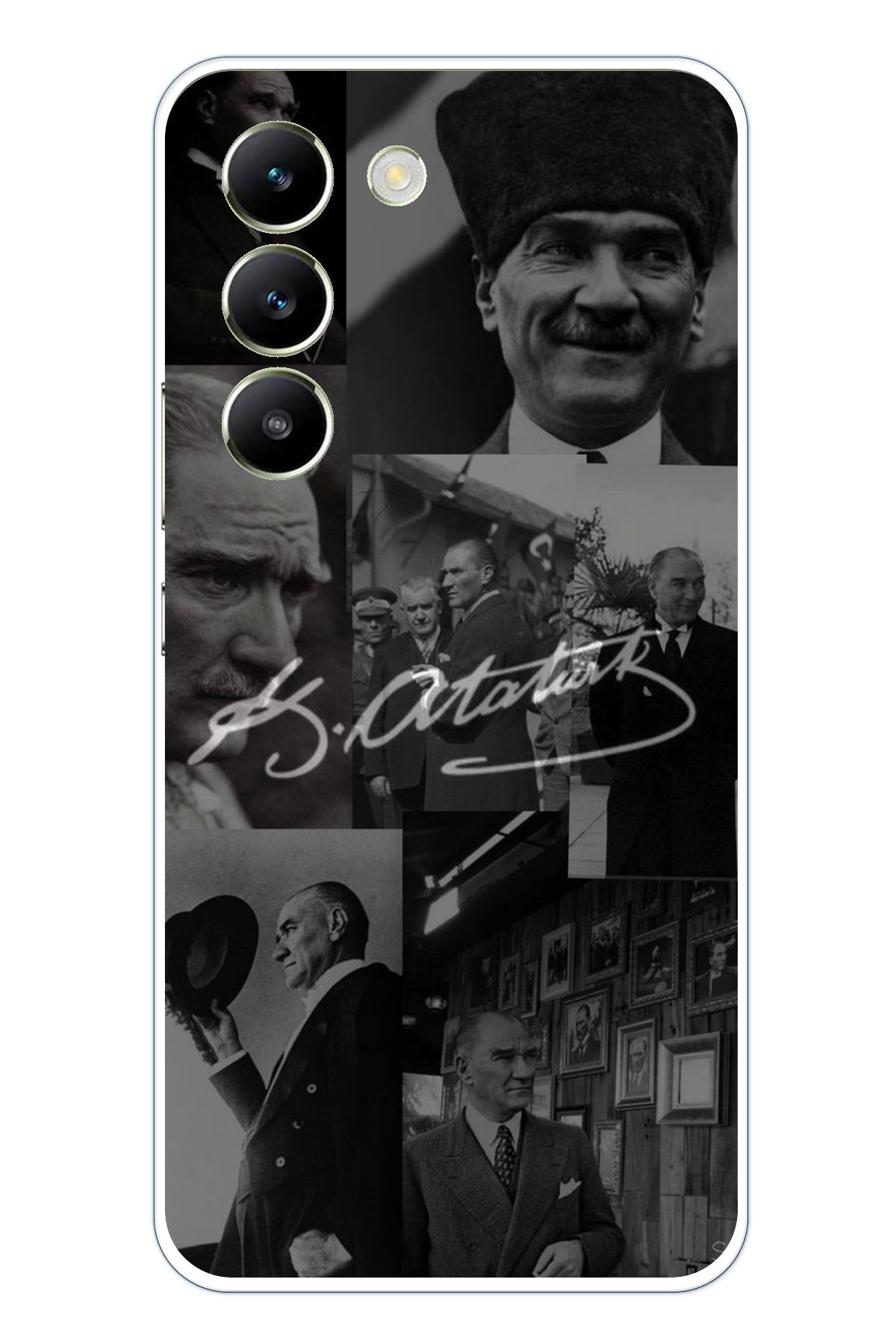 TechTree Vivo V30 Lite Uyumlu Kemal Atatürk İmza Şeffaf Silikon Kılıf