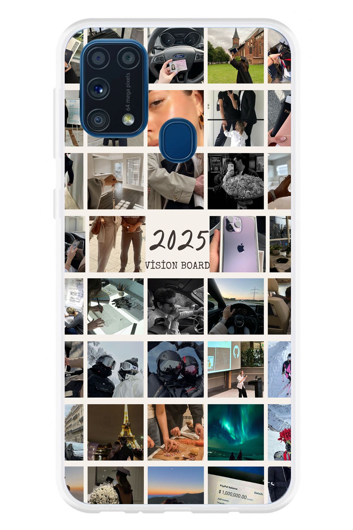 TechTree Samsung Galaxy M31 Uyumlu 2025 Vision Board Hayal Panosu Tasarımlı Şeffaf Silikon Kılıf