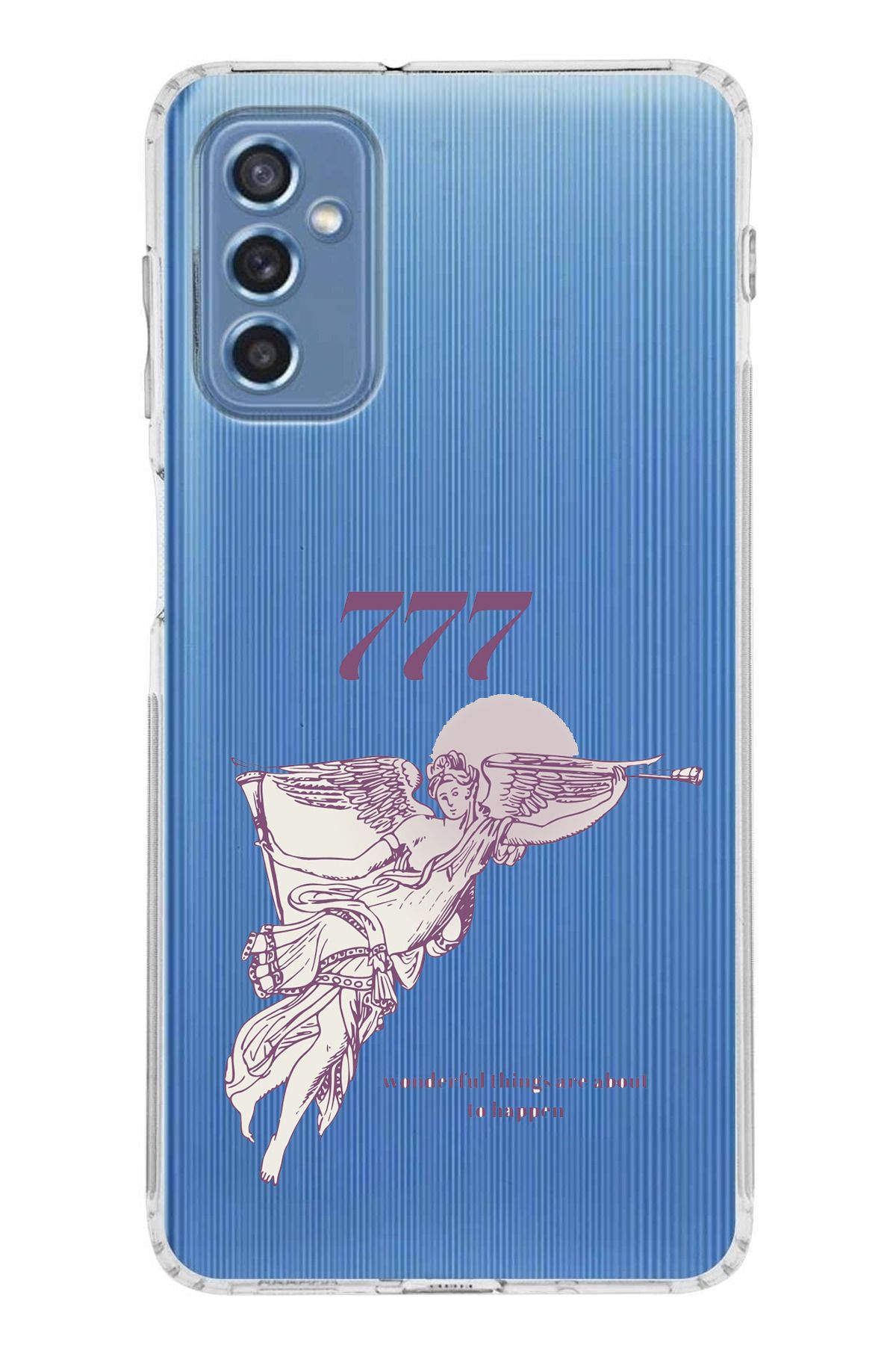 TechTree Samsung Galaxy M52 Uyumlu 777 Melek Tasarımlı Şeffaf Silikon Kılıf
