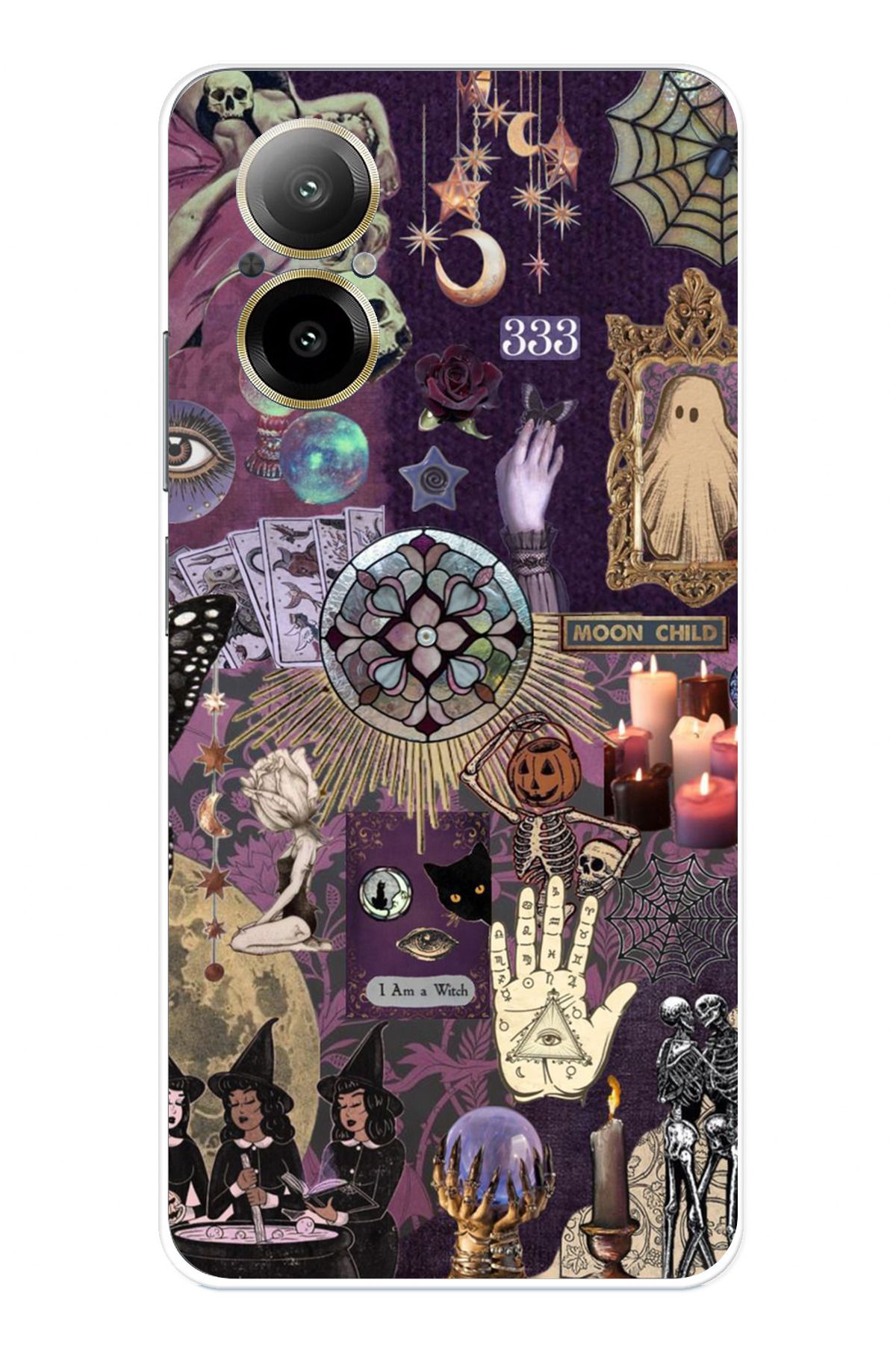 TechTree Realme 12 Lite Uyumlu Hallowen Cadılar Astroloji Şeffaf Silikon Kılıf
