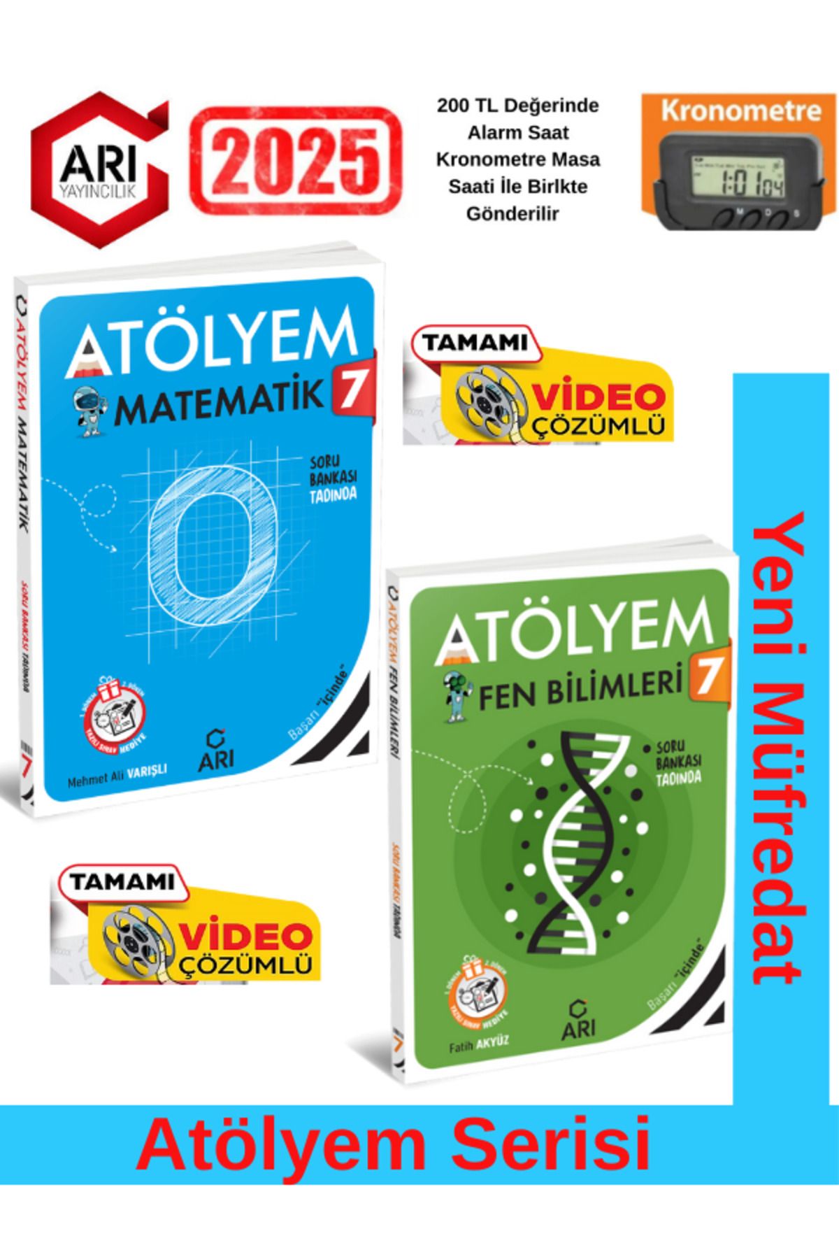 Arı Yayıncılık 7.Sınıf Matematik-Fen %100 Yeni Müfredat Video Çözümlü Soru Bankası+Kronometre