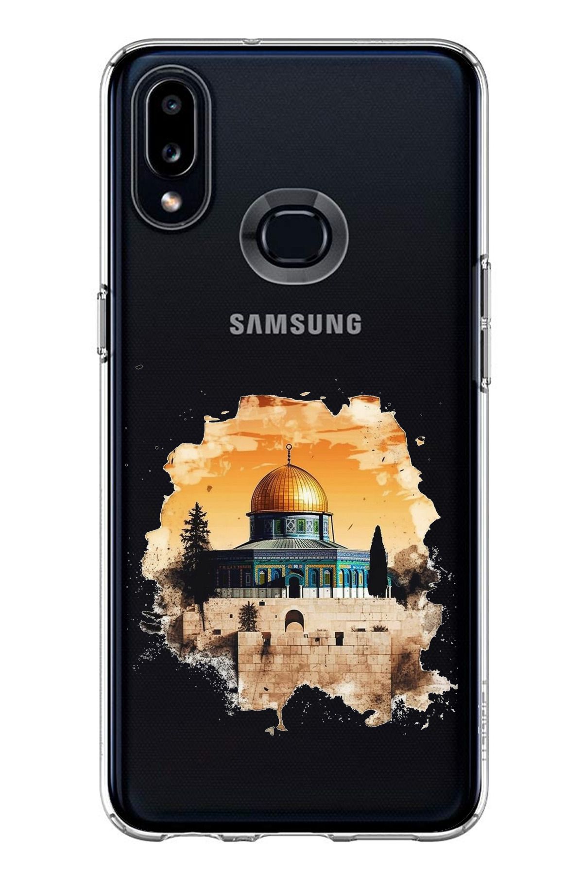 TechTree Samsung Galaxy A10S Uyumlu Mescid-i Aksa Tasarımlı Şeffaf Silikon Kılıf