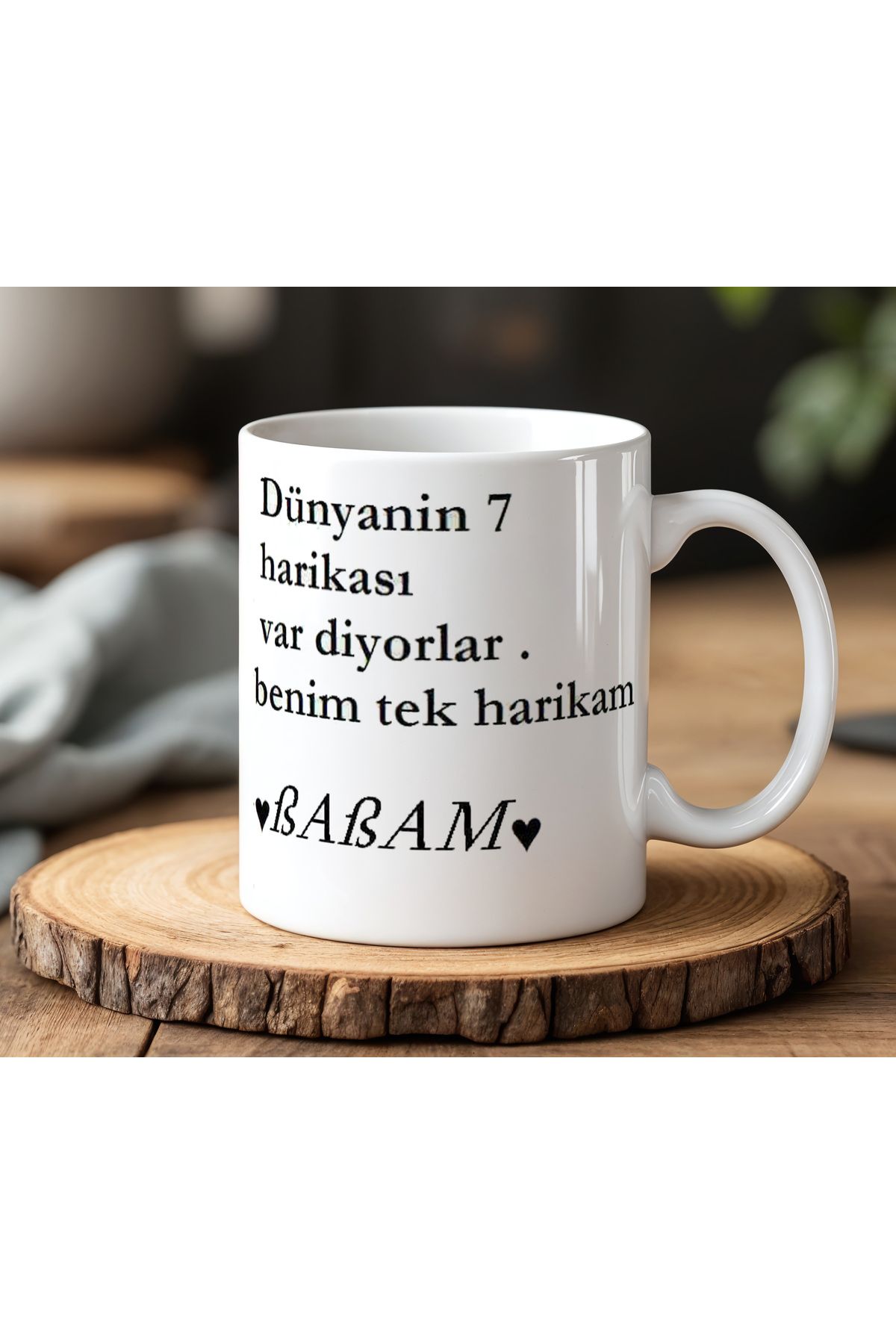 BB TRADE Dünyanın 7 Harikası Babam Tasarımlı Beyaz Seramik Baskılı Kupa Bardak 330ml