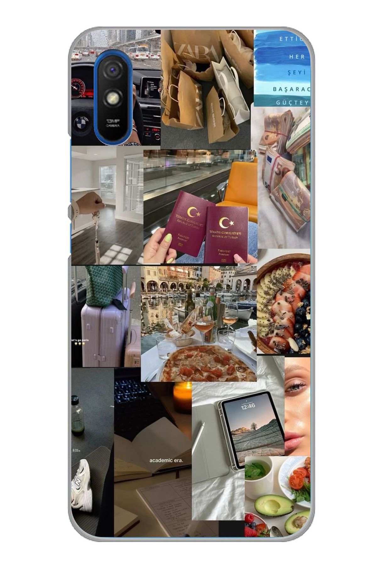 TechTree Redmi 9A Uyumlu Yeni Vision Board Hayal Panosu Tasarımlı Şeffaf Silikon Kılıf