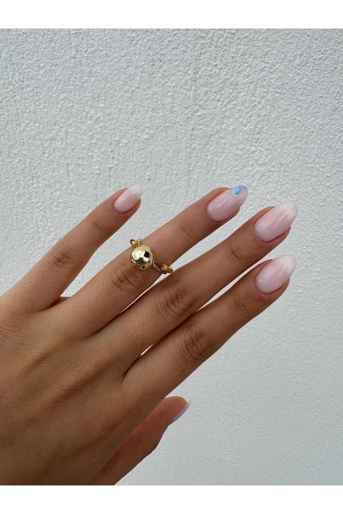 Jiji Jewelery Şık Modern Zarif Altın Renk Top Görünüm Paslanmaz Çelik Yüzük
