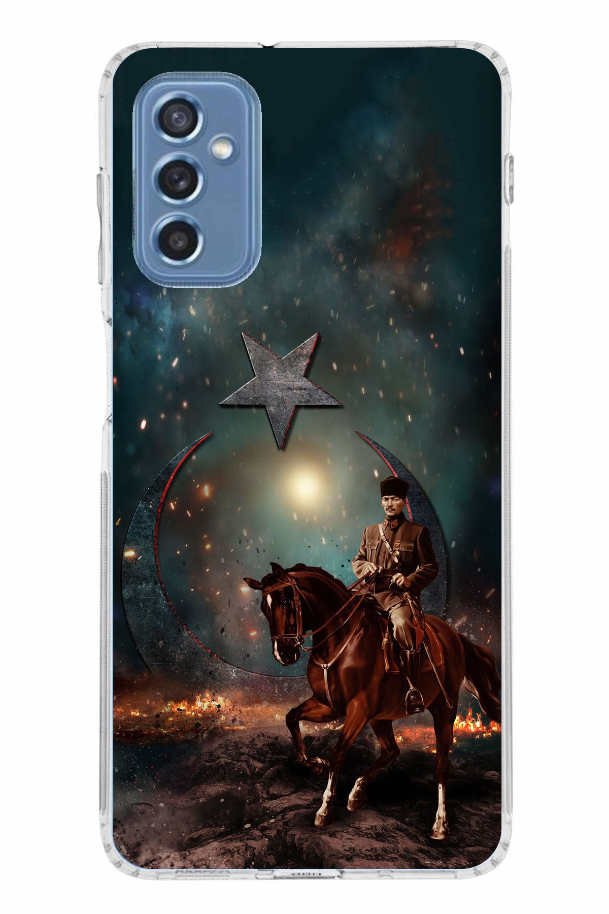 TechTree Samsung Galaxy M52 Uyumlu Atatürk At Üstünde Zafer Şeffaf Silikon Kılıf