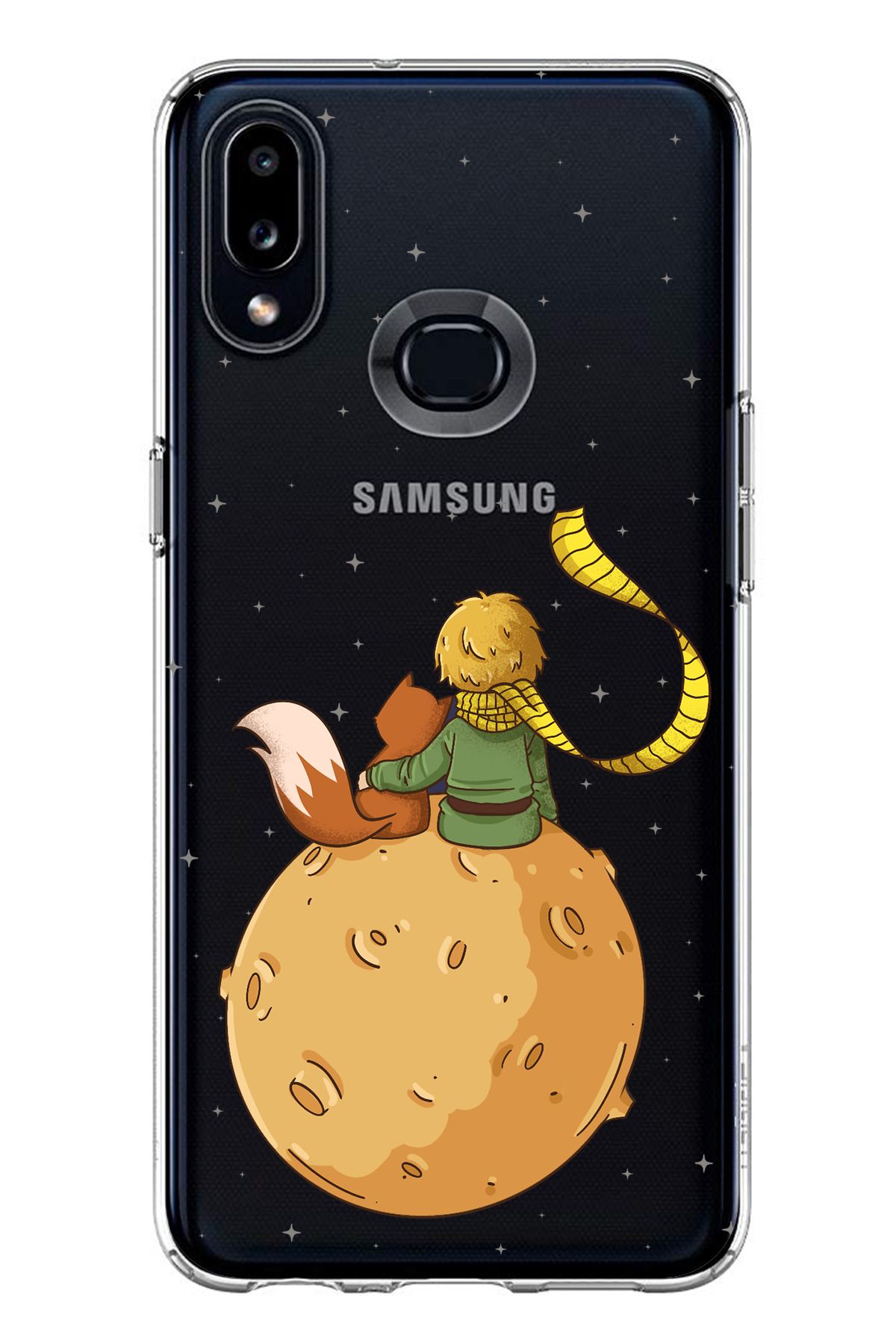 TechTree Samsung Galaxy A10S Uyumlu Küçük Prens Gezegen Boa Tasarımlı Şeffaf Silikon Kılıf