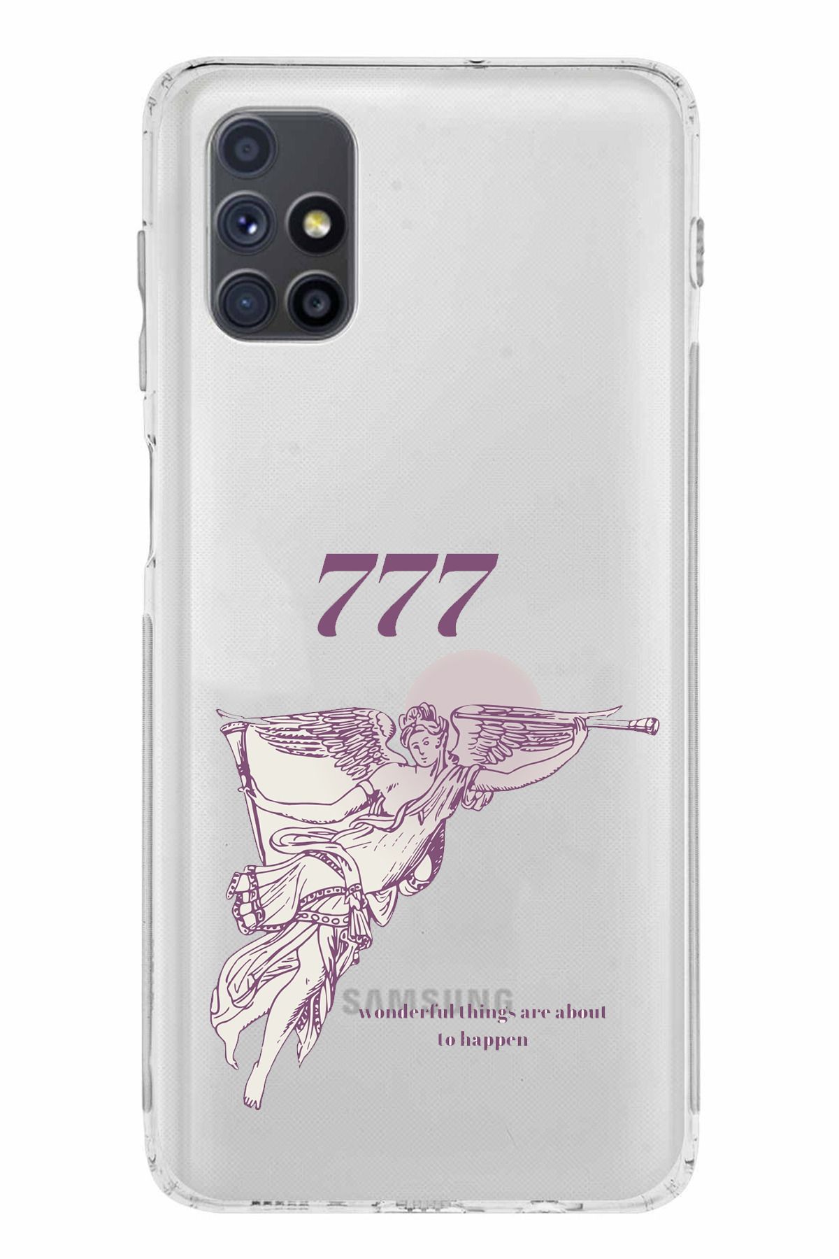 TechTree Samsung Galaxy M51 Uyumlu 777 Melek Tasarımlı Şeffaf Silikon Kılıf