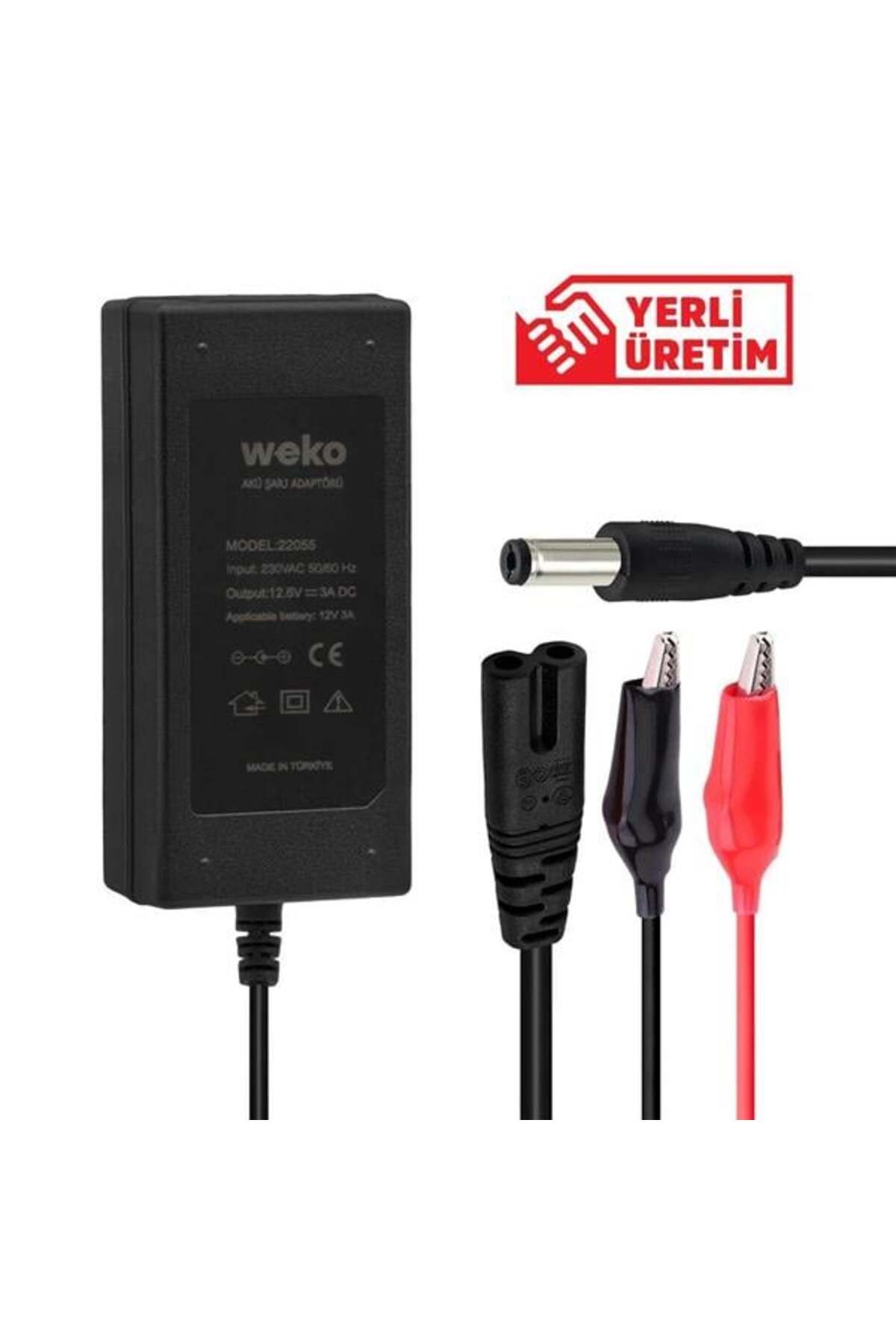 DENİZBİLİŞİM 12.6 Volt - 3 Amper 5.5*2.5 Krokodil Uçlu Ledli Yerli Üretim Masaüstü Şarj Adaptörü