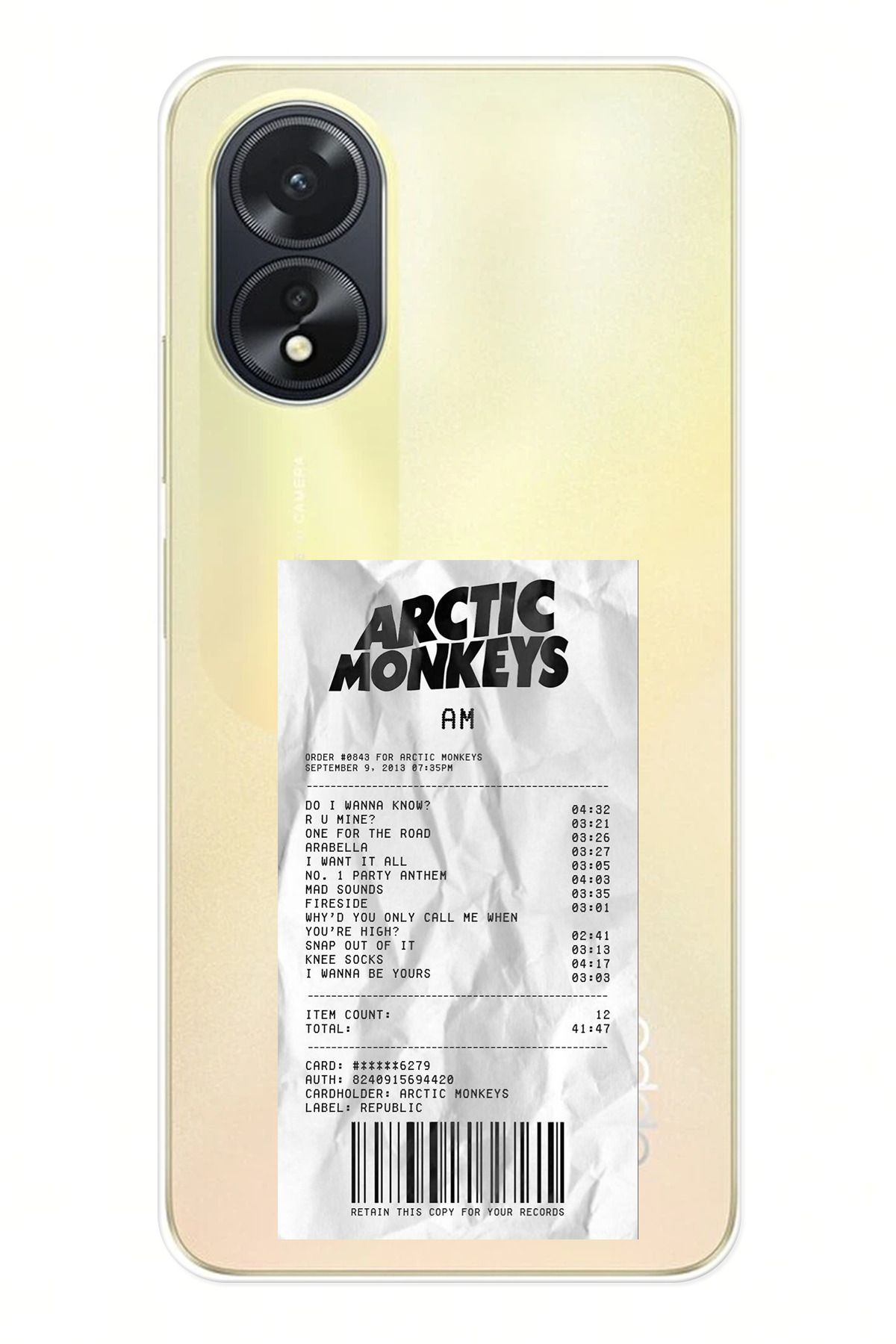 TechTree OPPO A38 Uyumlu Arctic Monkeys Tasarımlı Şeffaf Silikon Kılıf