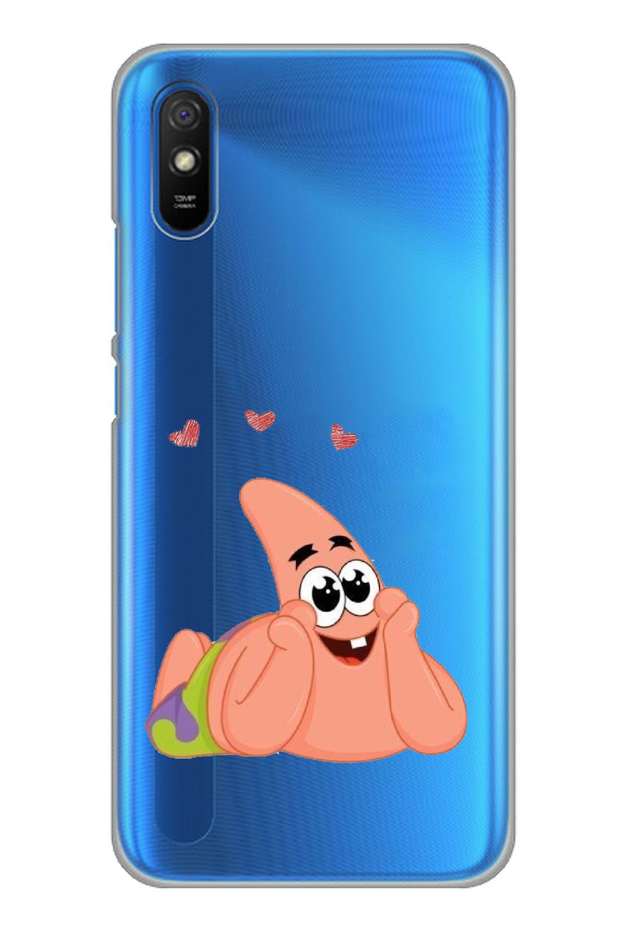 TechTree Redmi 9A Uyumlu Patrick Yıldız Aşk Tasarımlı Şeffaf Silikon Kılıf