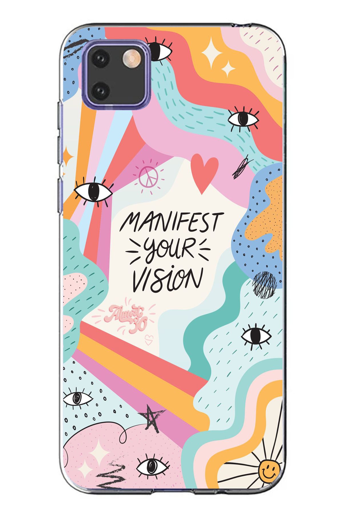 TechTree Huawei Y5P Uyumlu Manifest your vision Vizyon Tasarımlı Şeffaf Silikon Kılıf