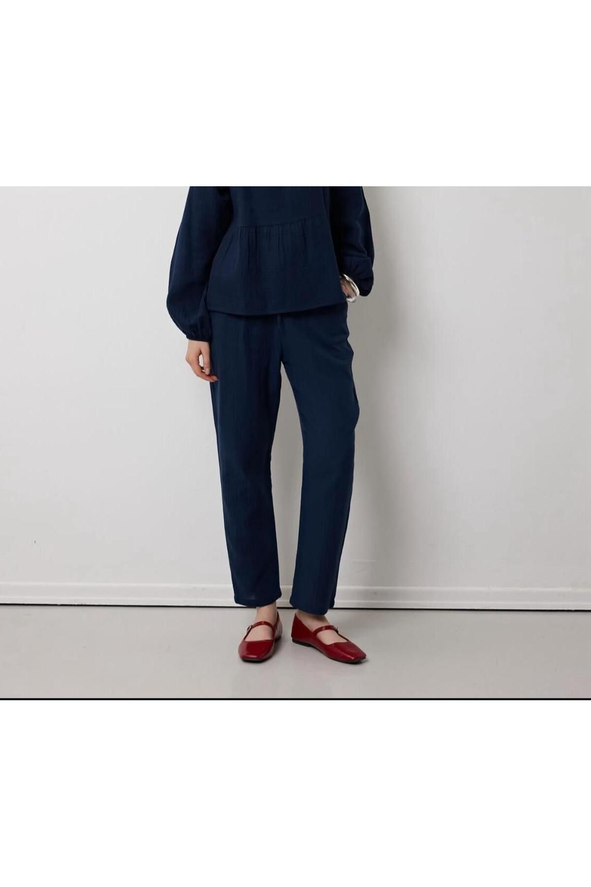 Butik müslin boru paça pantolon