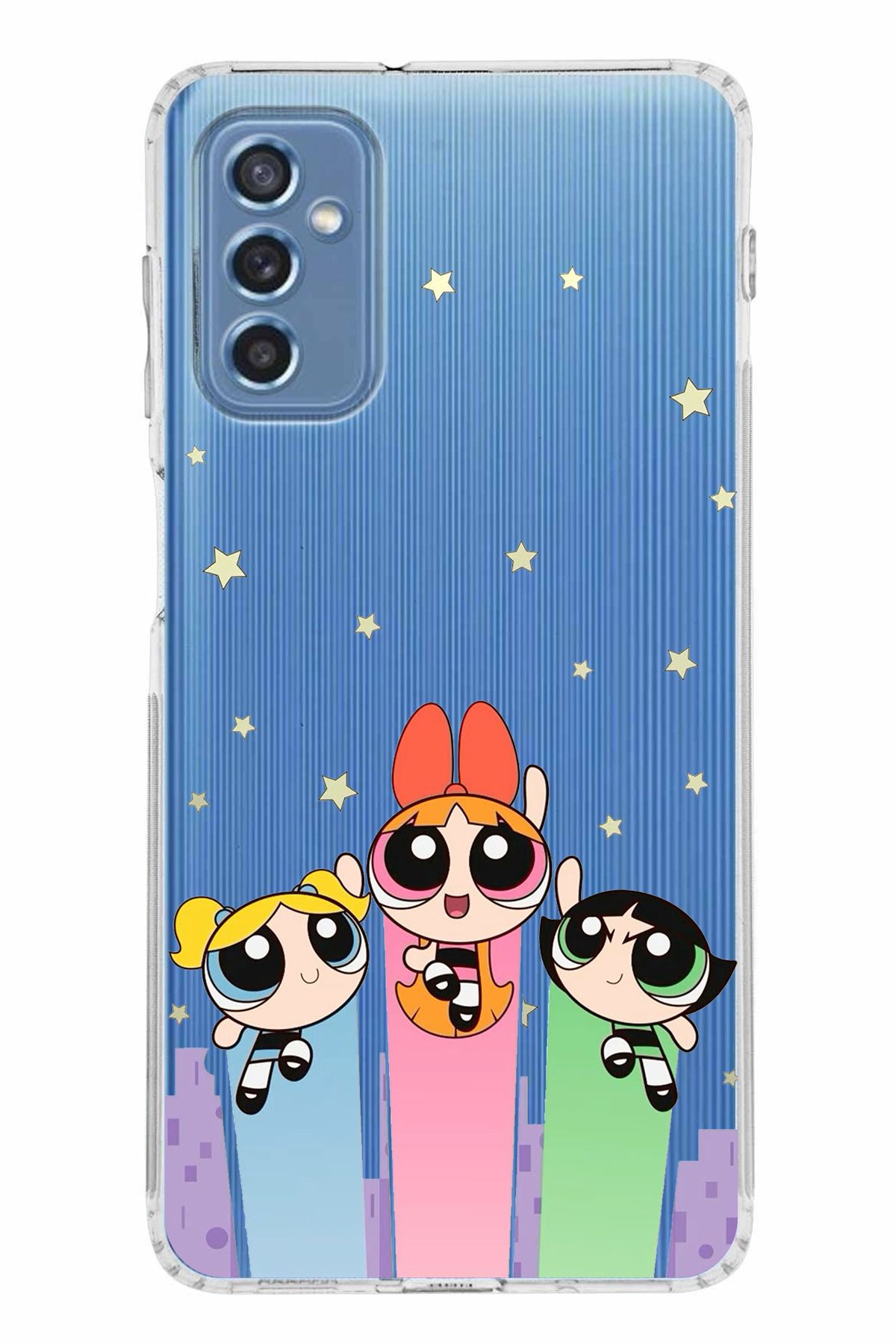 TechTree Samsung Galaxy M52 Uyumlu Powerpuff Girls Tasarımlı Şeffaf Silikon Kılıf