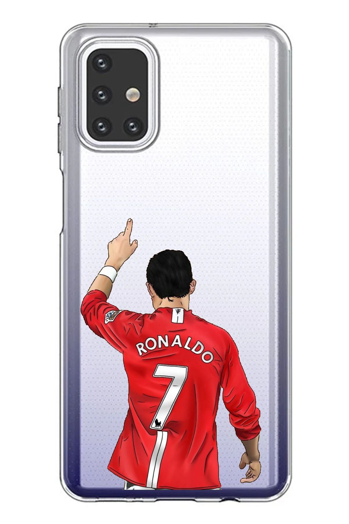 TechTree Samsung Galaxy M31S Uyumlu C. Ronaldo Forma Tasarımlı Şeffaf Silikon Kılıf