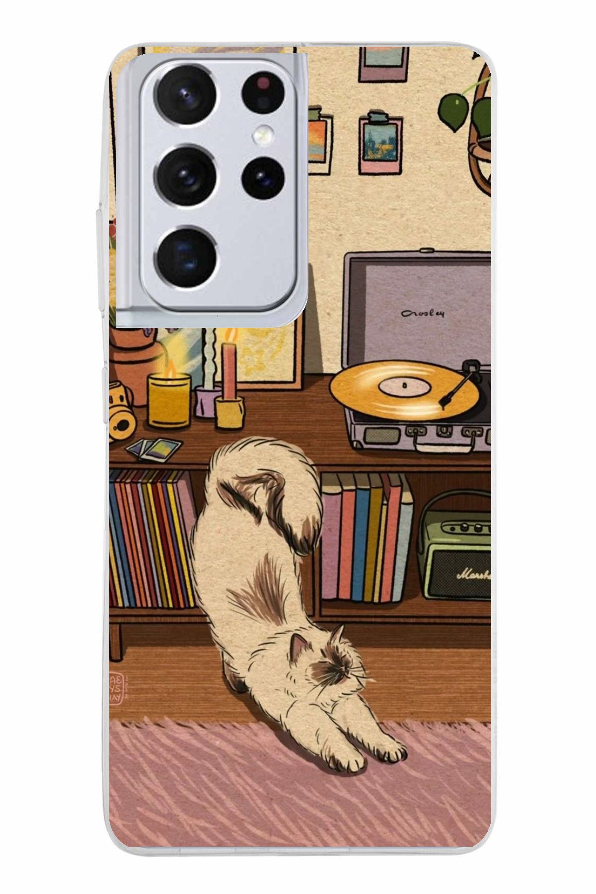 TechTree Samsung Galaxy S21 ULTRA Uyumlu Nostaljik Köpek Tasarımlı Şeffaf Silikon Kılıf