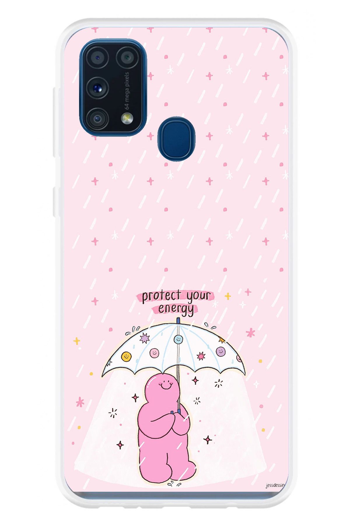 TechTree Samsung Galaxy M31 Uyumlu Protect Your Energy Tasarımlı Şeffaf Silikon Kılıf
