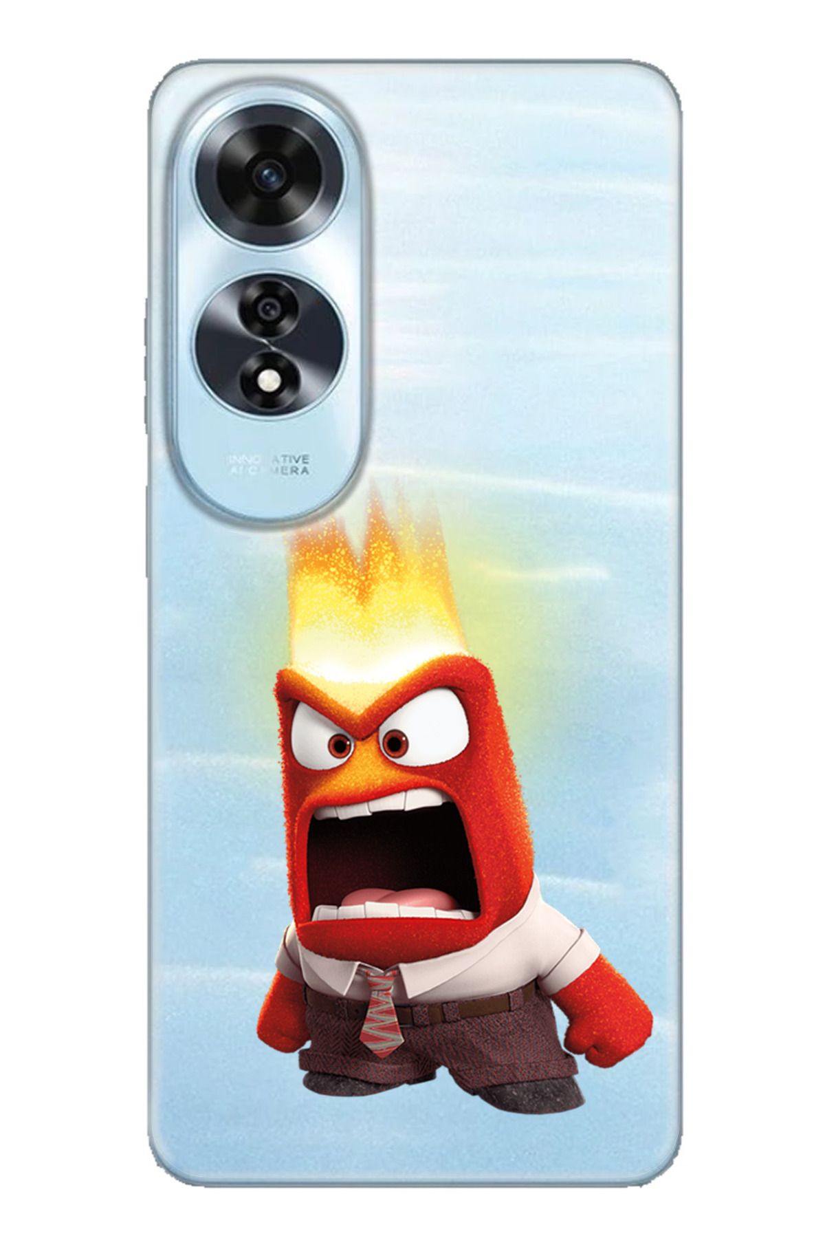 TechTree OPPO A60 Uyumlu Ters Yüz Kızgın Anger Tasarımlı Şeffaf Silikon Kılıf