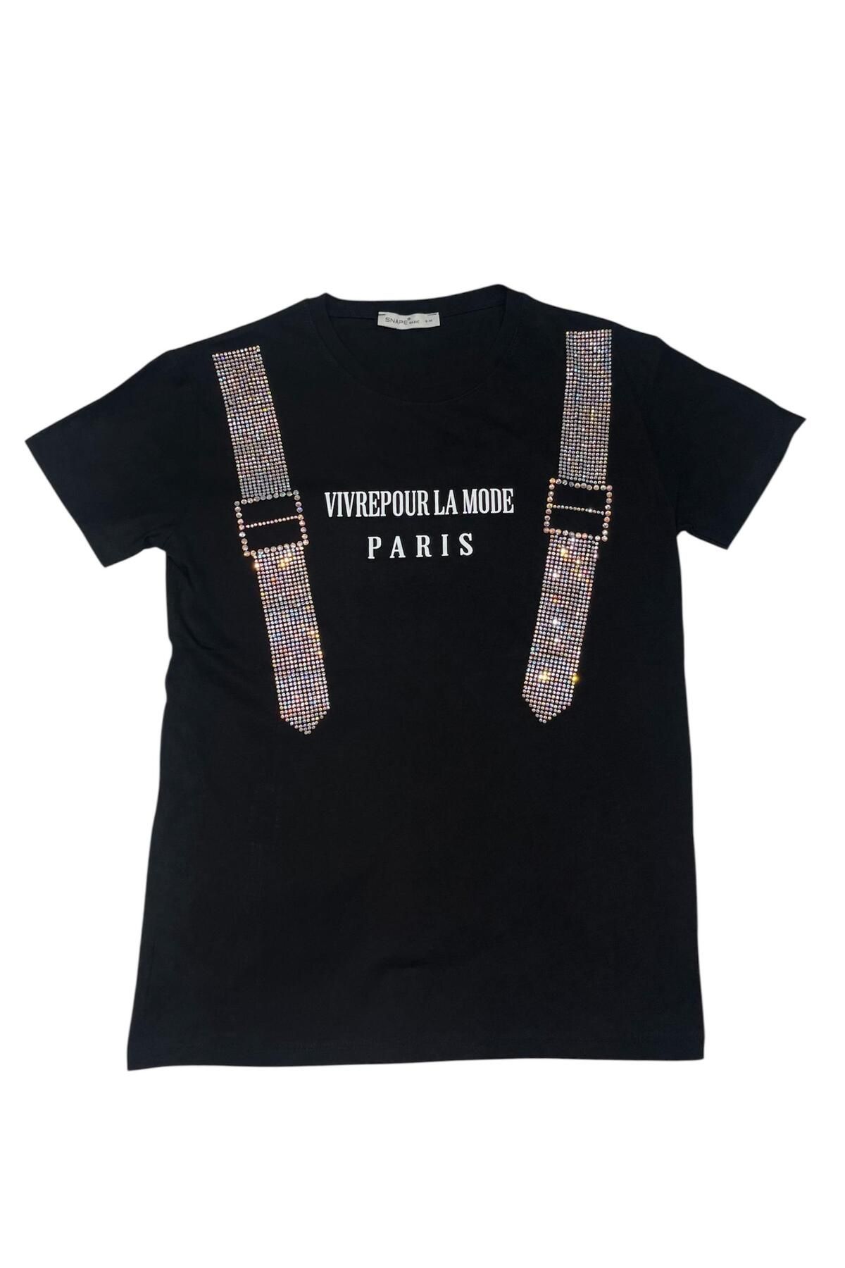 Ctn Kadın Paris Taşlı Baskılı T-Shirt