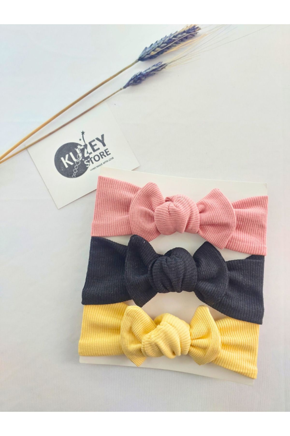 KUZEY STORE Kız Bebek 0-3 Yaş Uyumlu 3'lü Bandana Seti | Pamuklu ve Elastik