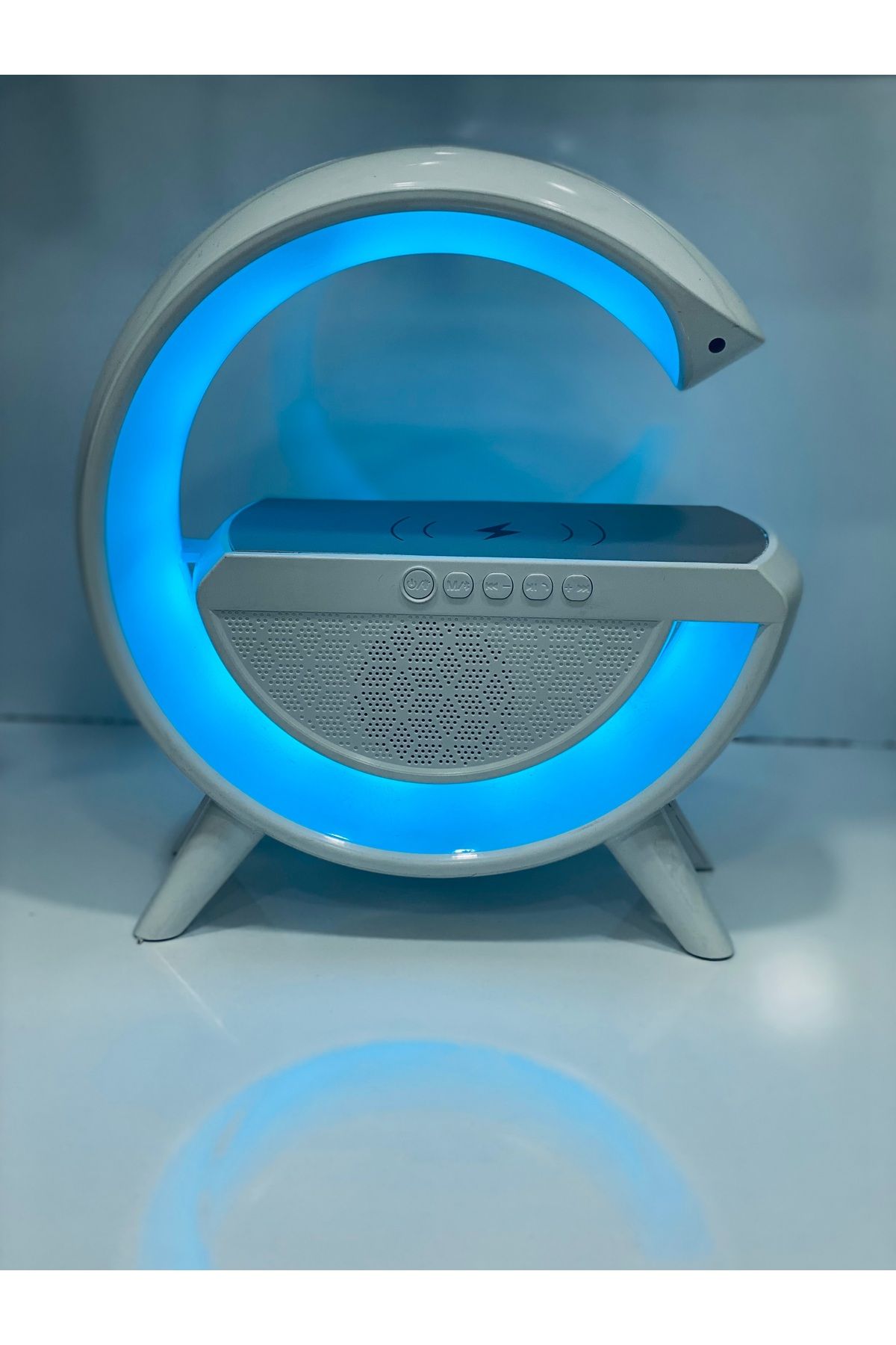 WİRELES SPEAKER Led Işıklı Kablosuz Şarj Destekli Bluetooth Hoparlör Masa Lambası Wireless Charge Speaker