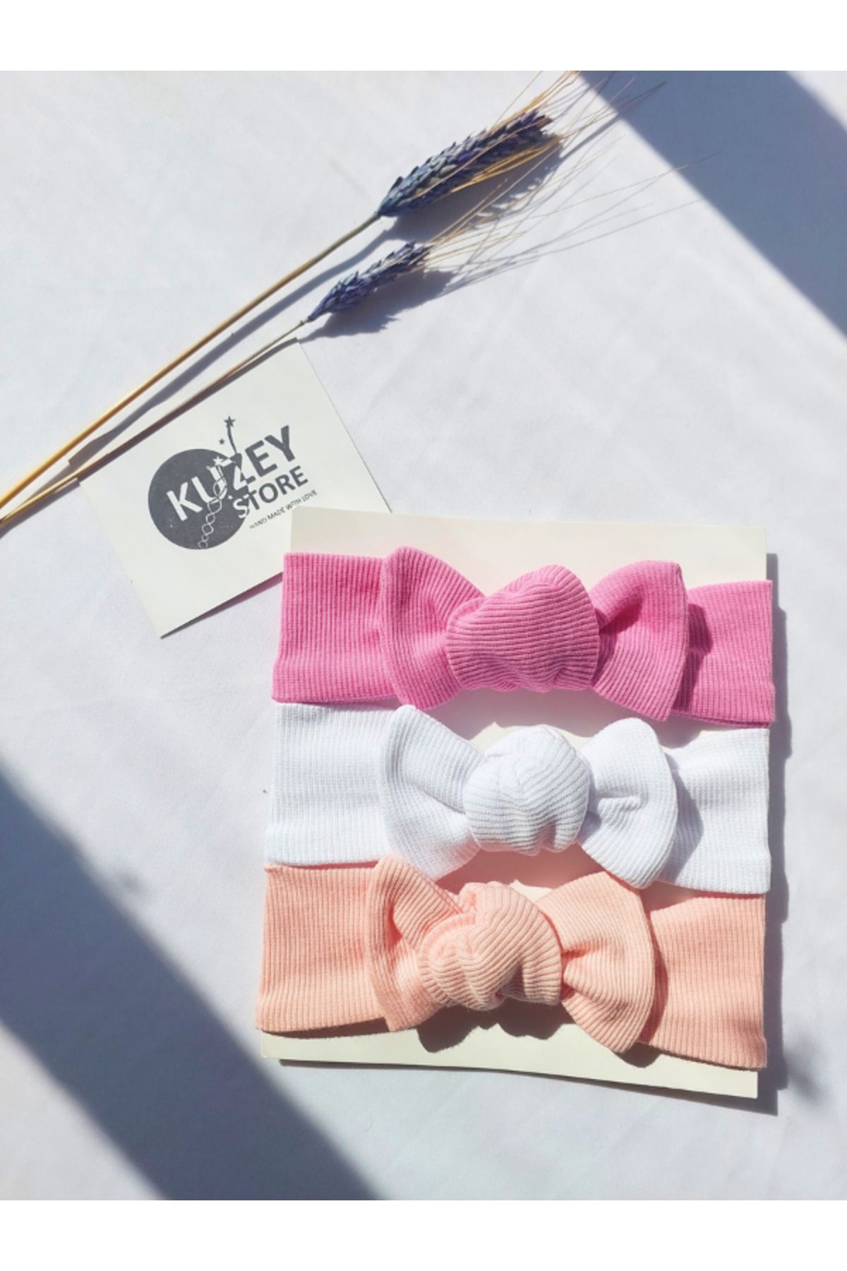 KUZEY STORE Kız Bebek 0-3 Yaş Uyumlu 3'lü Bandana Seti | Pamuklu ve Elastik
