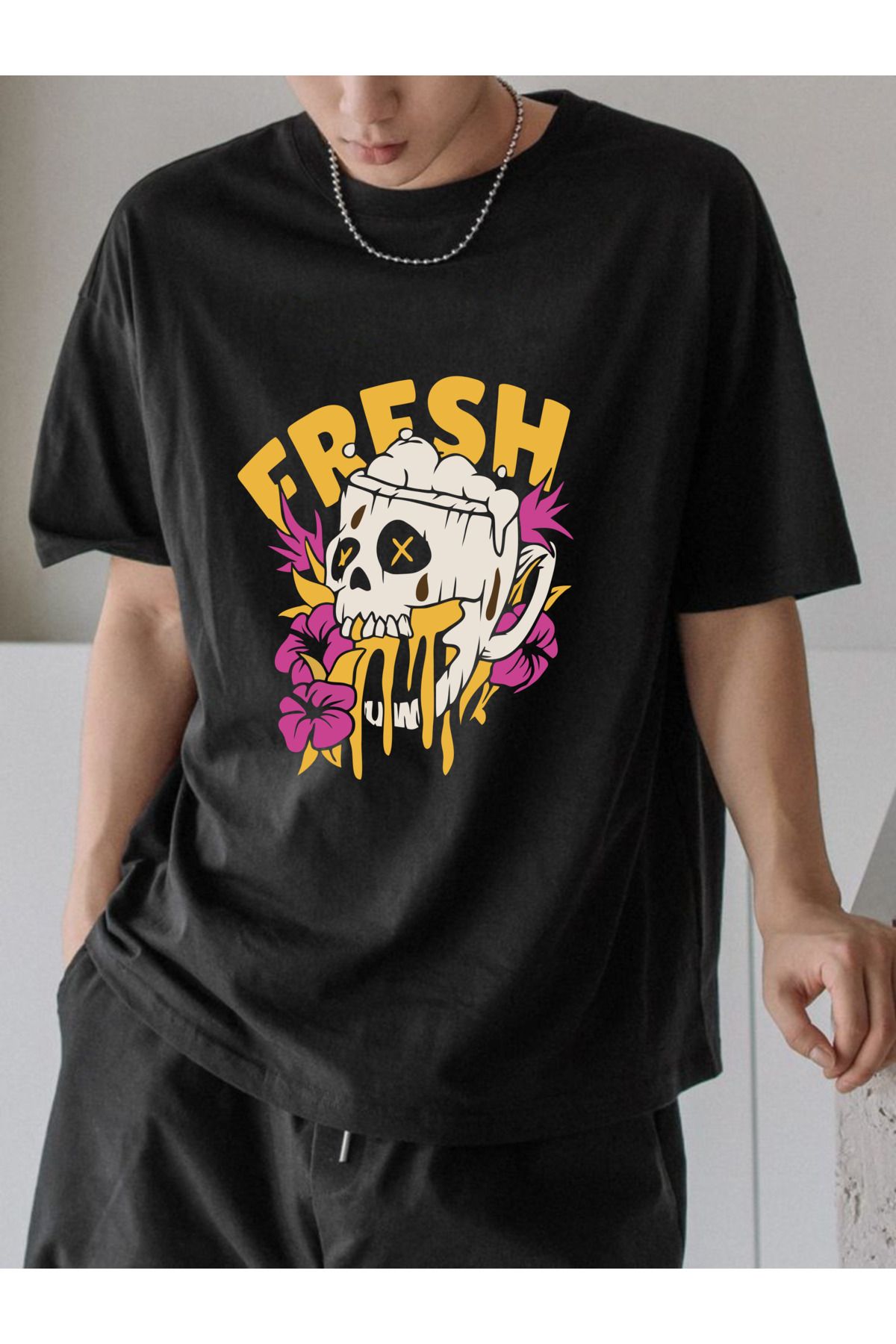 Store Unisex Özel Tasarım Siyah Fresh Baskılı T-Shirt