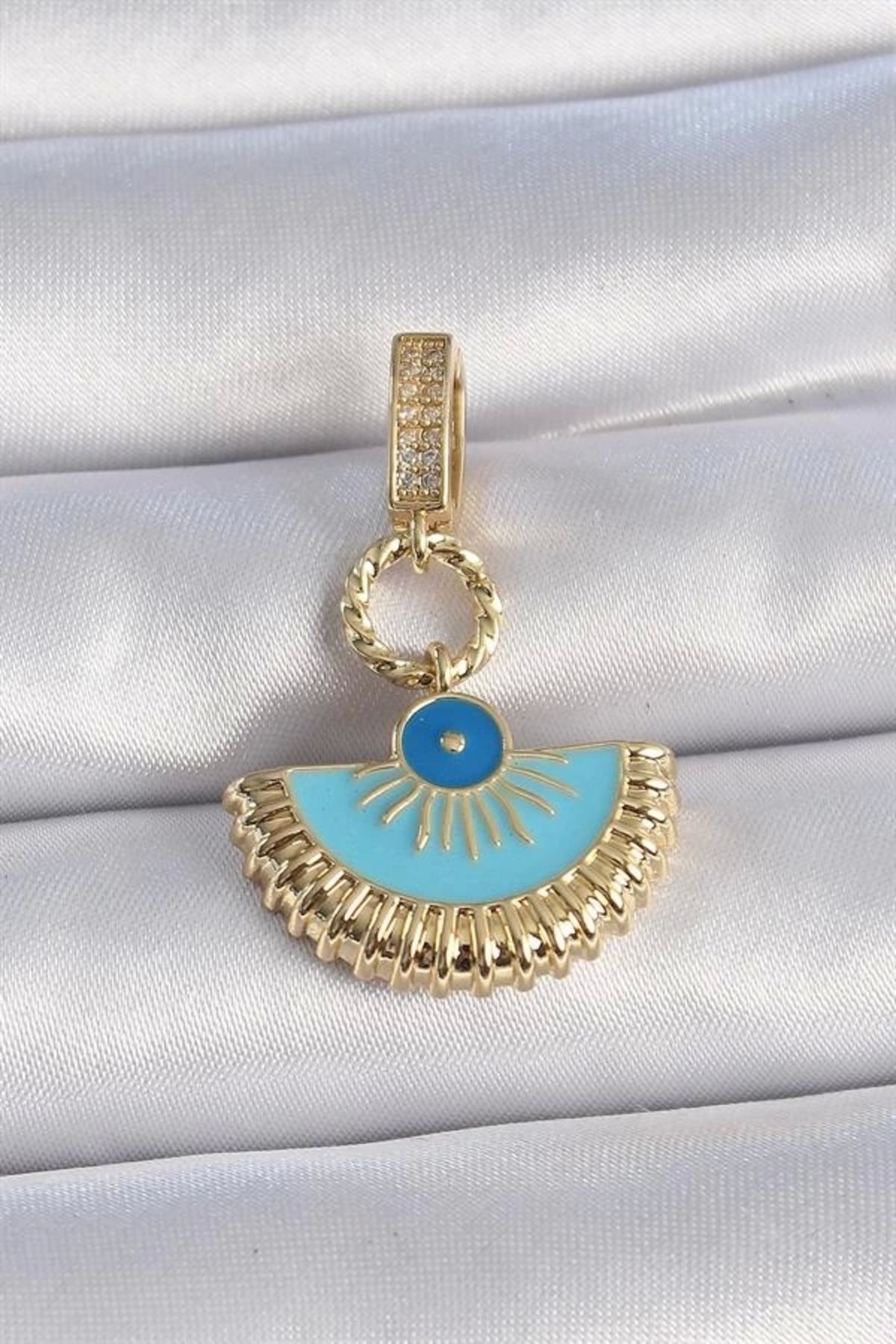 Lale Moda Pirinç Gold Renk Nazar Boncuklu Ajda Charm