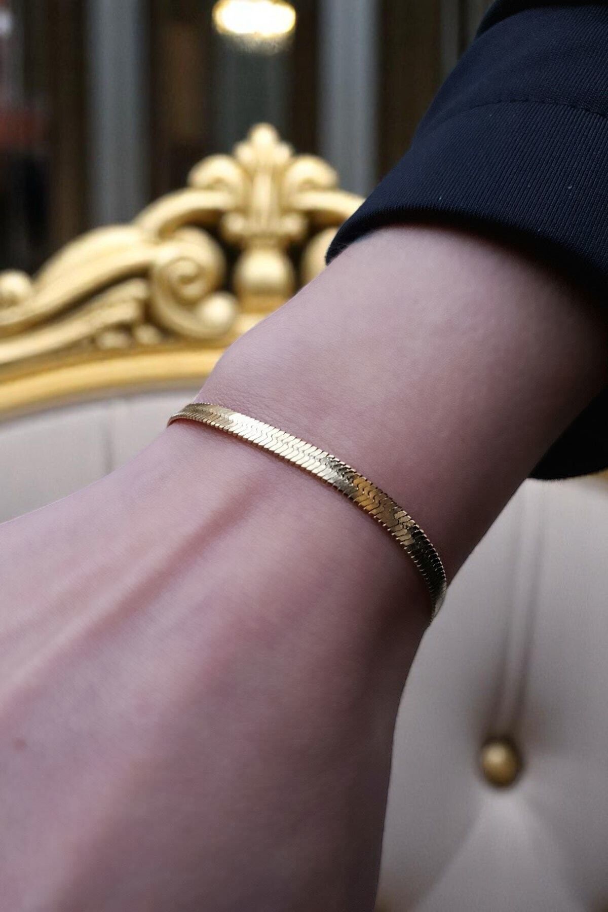 Desodes Altın Renk 316L Paslanmaz Çelik Unisex İtalyan Bileklik - 4mm - Ayarlanabilir | Kararmaz, Paslanmaz