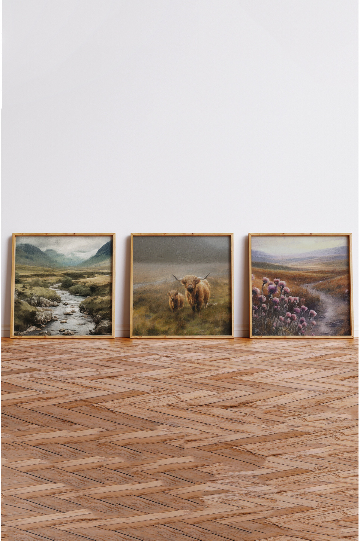 Ahşap Çerçeveli Mdf Kare Tablo Seti Salon Ve Oturma Odası Için KR4010