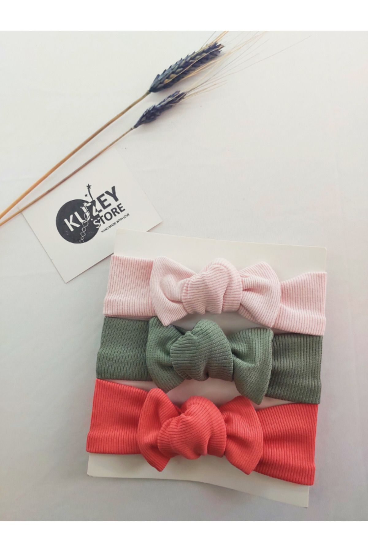 KUZEY STORE Kız Bebek 0-3 Yaş Uyumlu 3'lü Bandana Seti | Pamuklu ve Elastik
