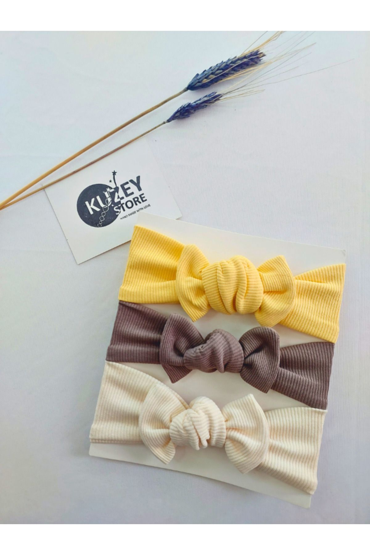 KUZEY STORE Kız Bebek 0-3 Yaş Uyumlu 3'lü Bandana Seti | Pamuklu ve Elastik