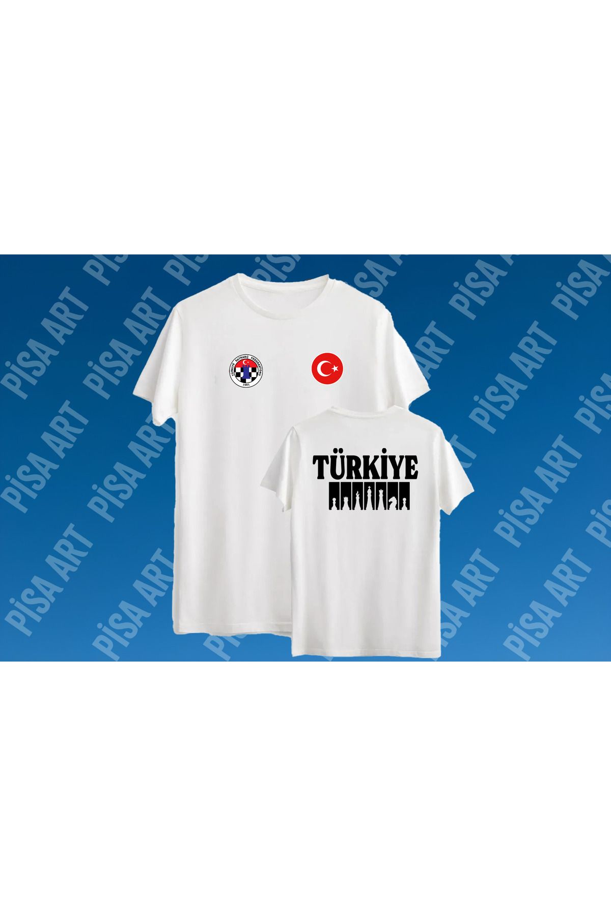 Pisa Art Satranç Türkiye Milli Takım Tasarımlı Çocuk Ve Yetişkin Unisex T-shirt Kişiye Özel Baskı Yapılır