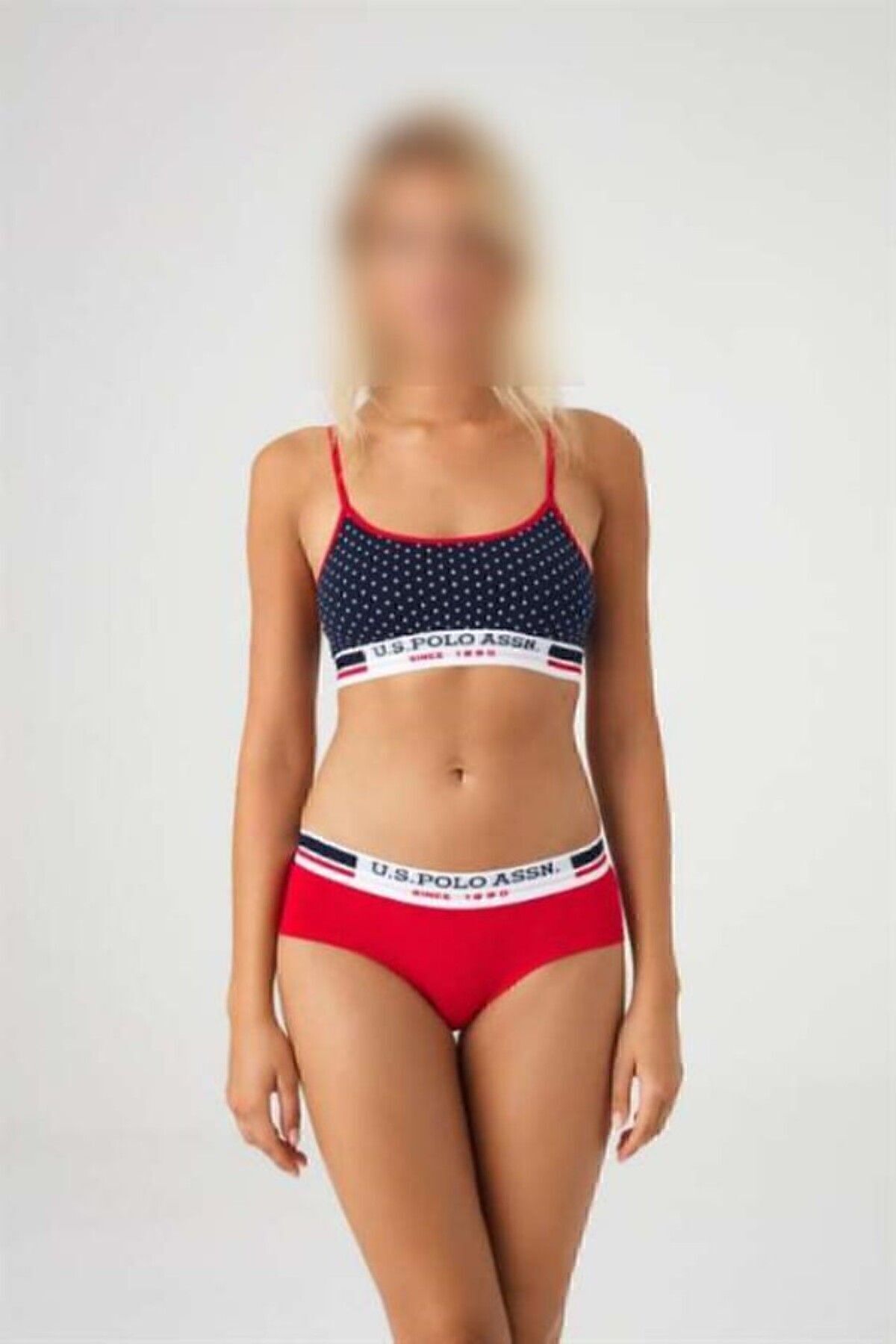 U.S. Polo Assn. U.S. Polo Assn. Kadın Puantiyeli Kırmızı&Lacivert Büstiyer Takım - Kırmızı - TLAYE66I25G2-EK