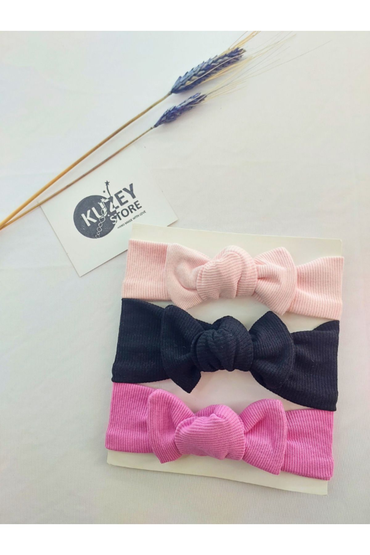 KUZEY STORE Kız Bebek 0-3 Yaş Uyumlu 3'lü Bandana Seti | Pamuklu ve Elastik