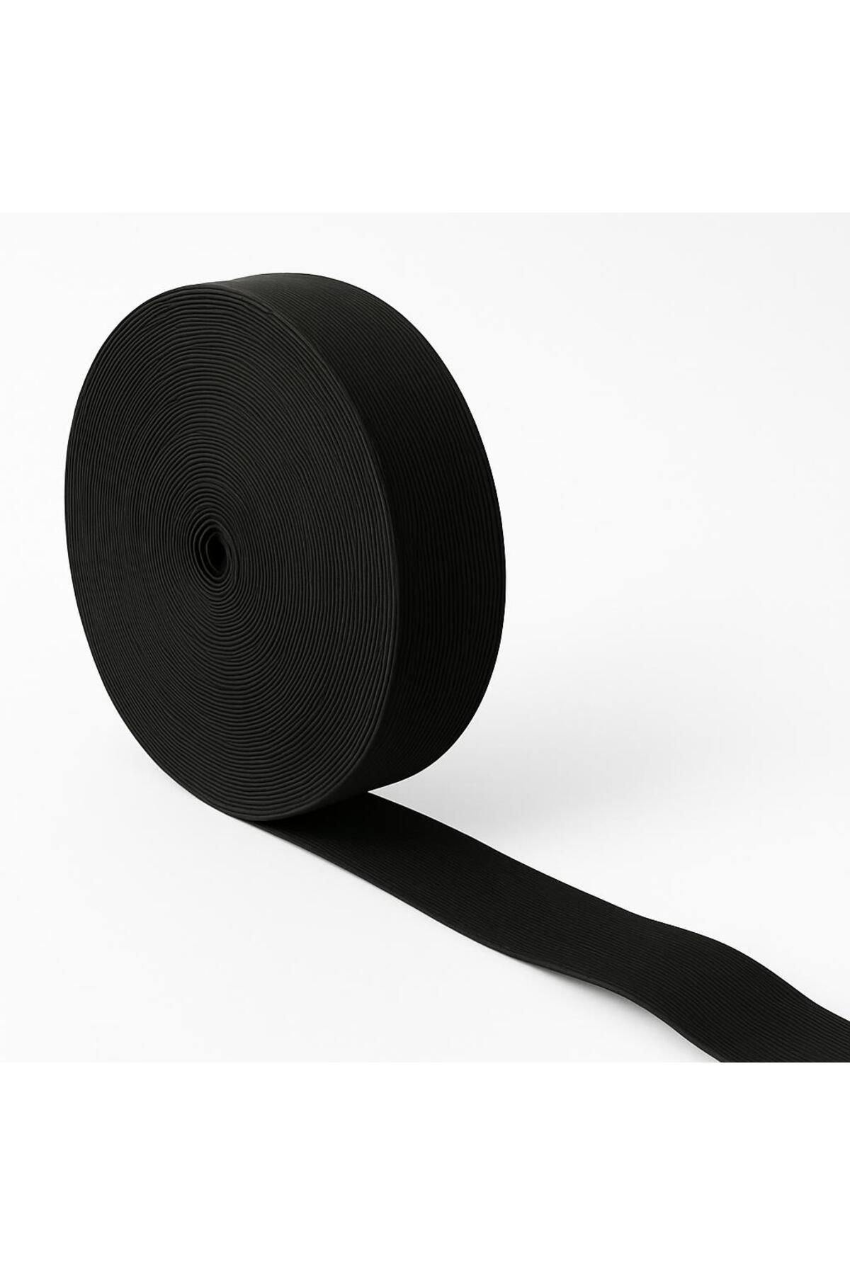 ŞENEL DAR DOKUMA 5cm - 10metre Siyah Dokuma Lastik-Bel Paça Etek Yassı Lastik- Elastik Bant- Don Lastiği