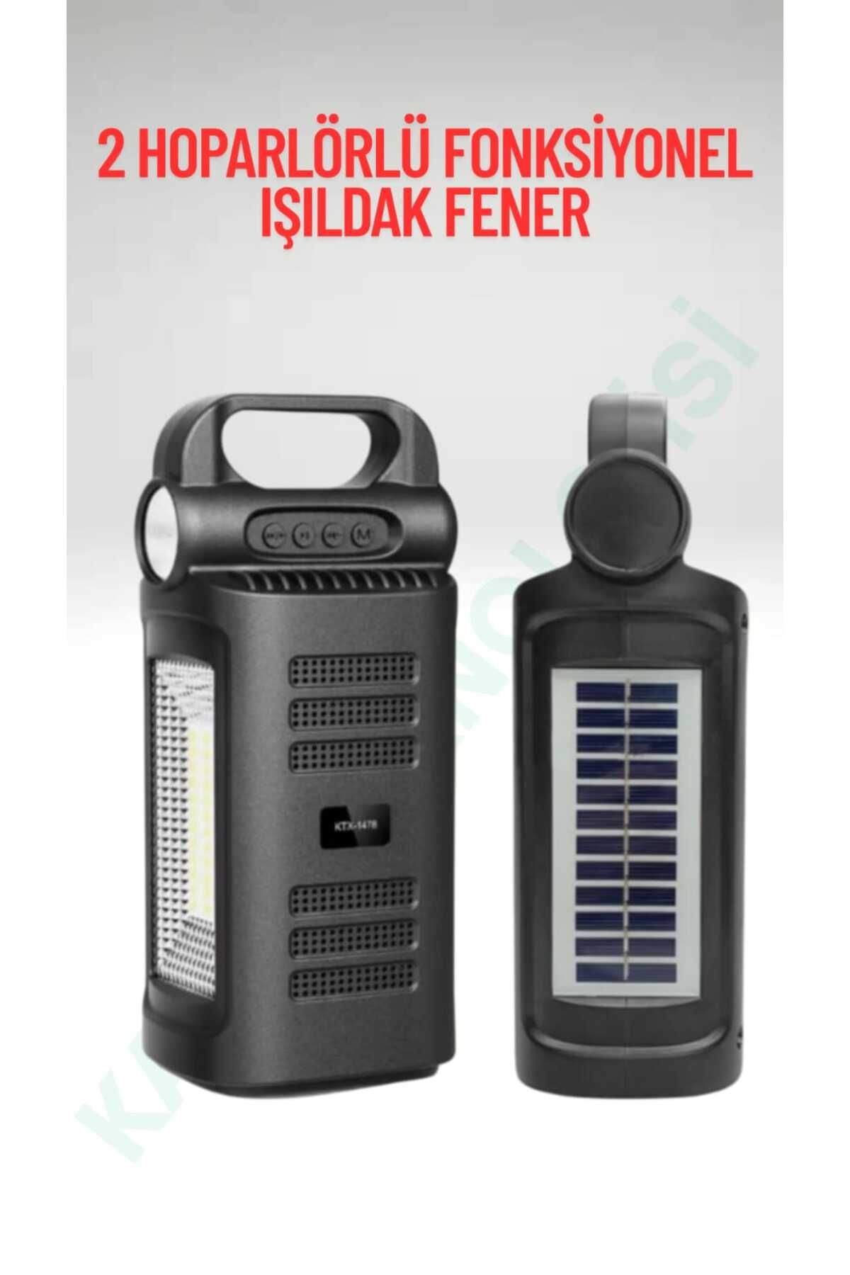 kamptek kamp teknolojisi Kamp Teknolojisi Güneş Enerjisi Işıldak Fener Güçlü Speaker Hoparlör 2 x 3" 5W FM Radyo