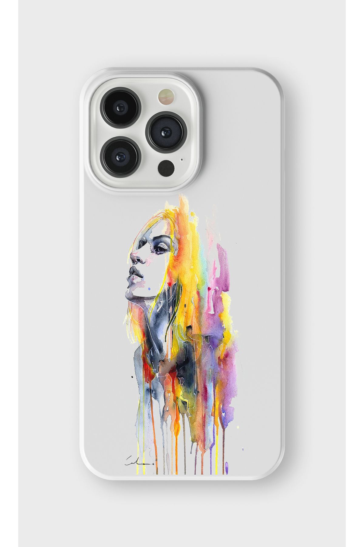lelia iPhone 14 Pro Max Uyumlu Kadın Silüeti Tasarımlı İçi Kadife Lansman Beyaz Silikon Kılıf