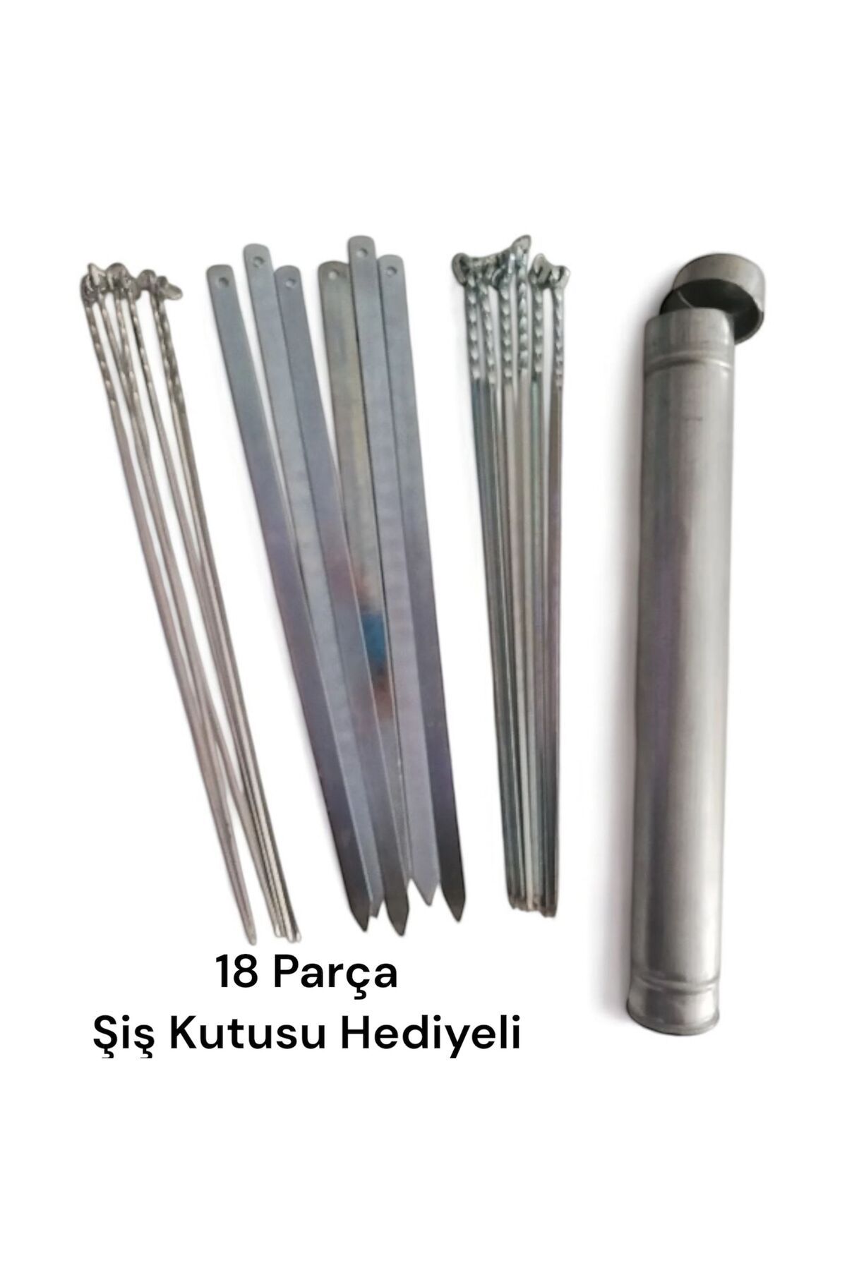 YILMAZNARGİLE Mangal Seti (50 CM)- 6 Adana Kebap Şişi, ,6 Adet Ciğer,6 Adet Kuşbaşı,Şiş Kutusu Hediyeli
