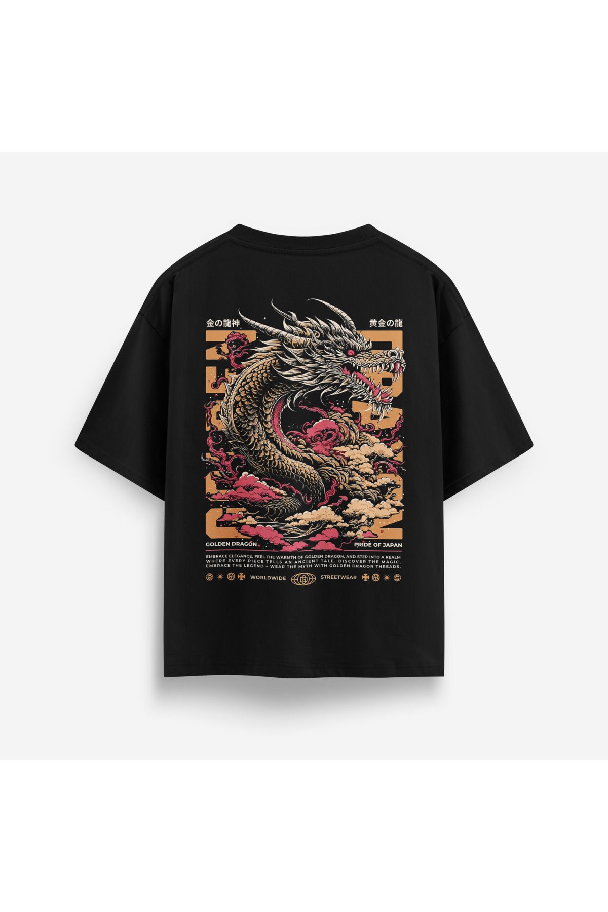 Street301 Unisex Golden Dragon Baskılı Oversize T-Shirt