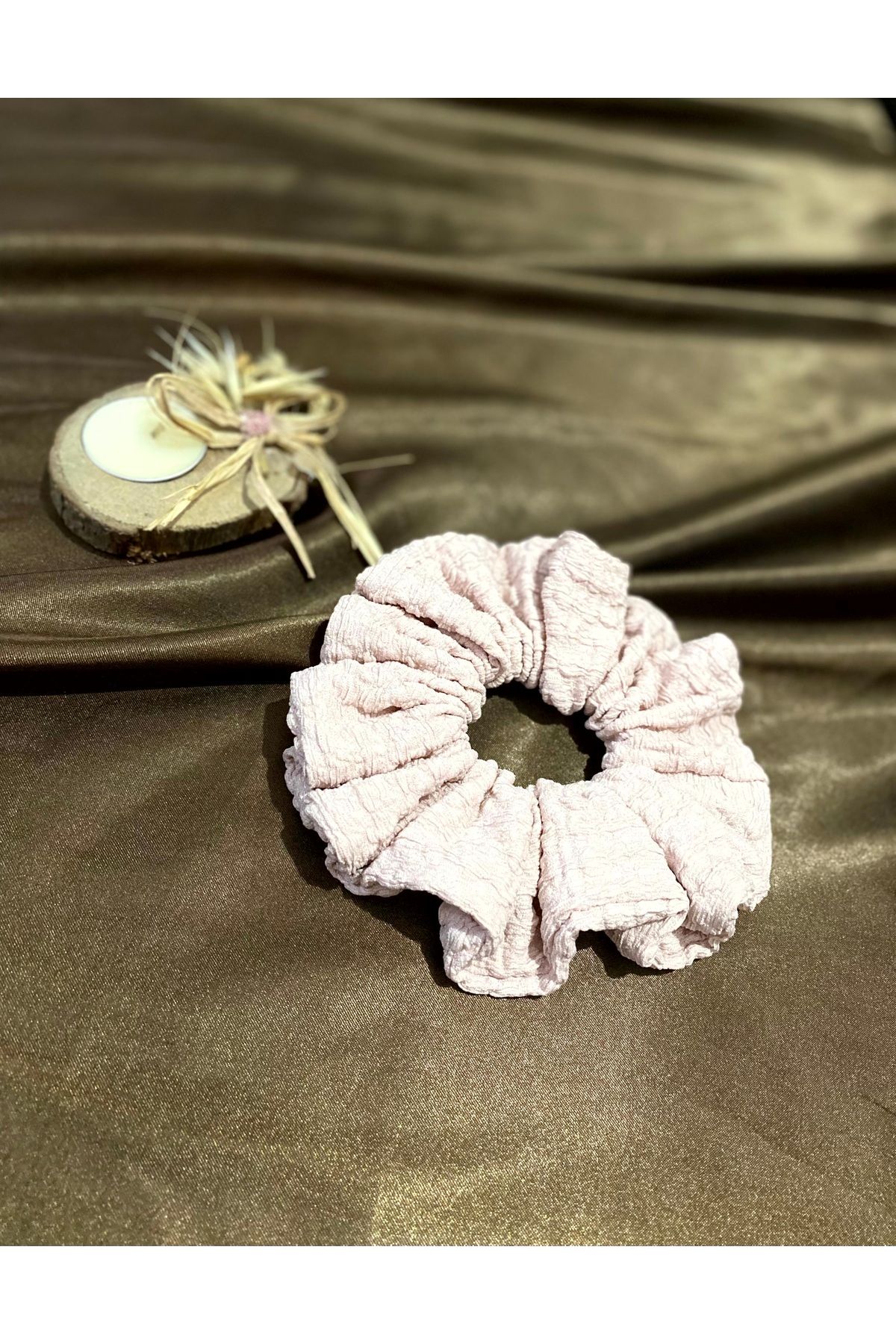 Freya Pudra Renk Kırçıllı Scrunchie Toka