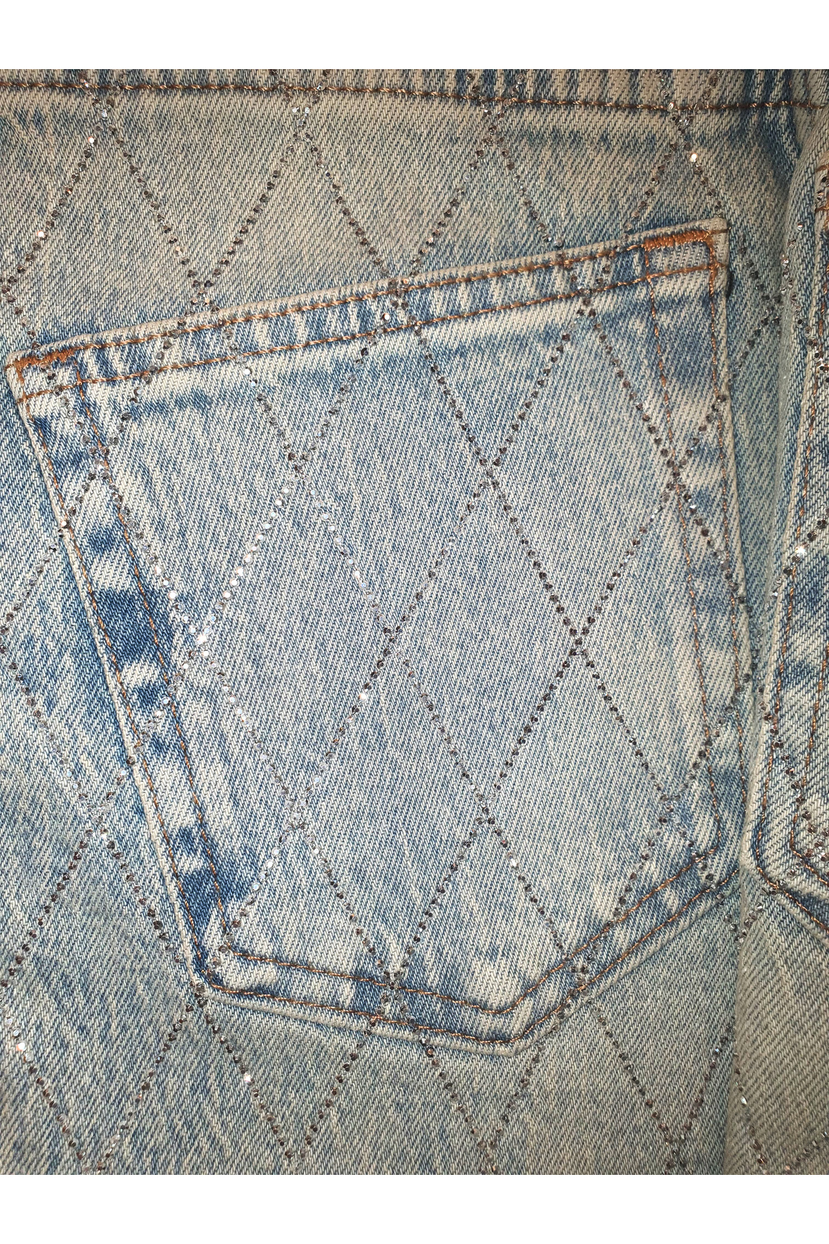 Alen Kiki-Straight Jeans with Diamond Slice Stone on the Front and Back 2
