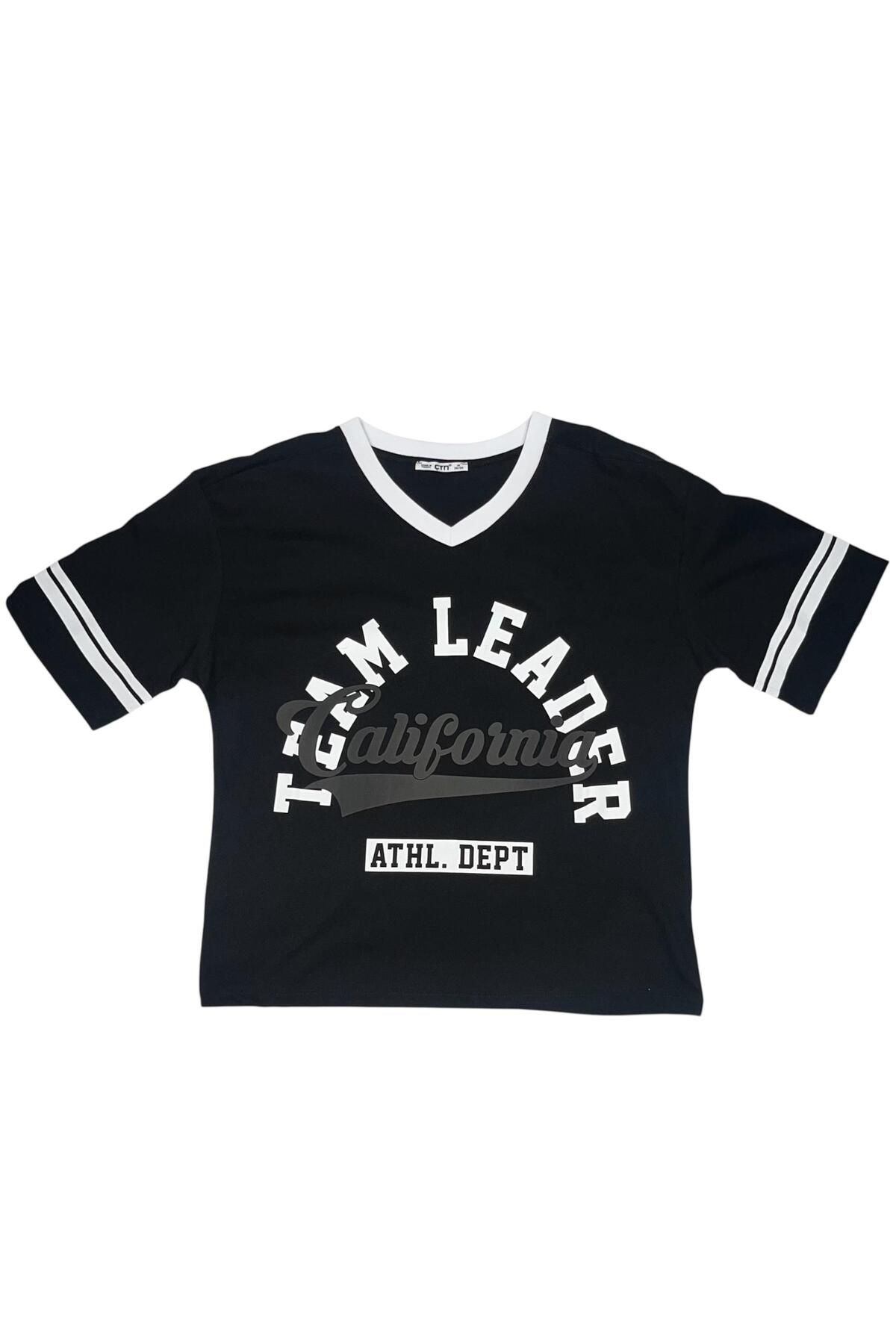 Ctn Kadın V Yaka Team Leader Baskılı T-Shirt