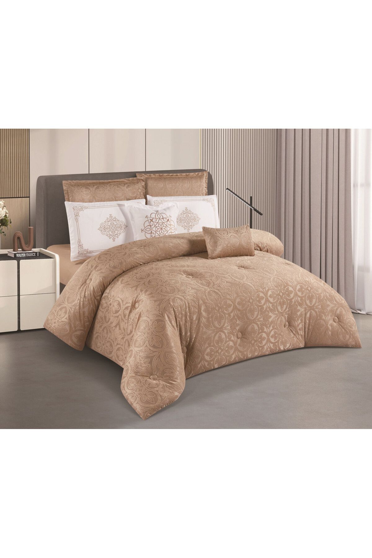 HOURS-Horse Navran 8-piece comforter set with a modern and distinctive jacquard pattern, Delia-004 1