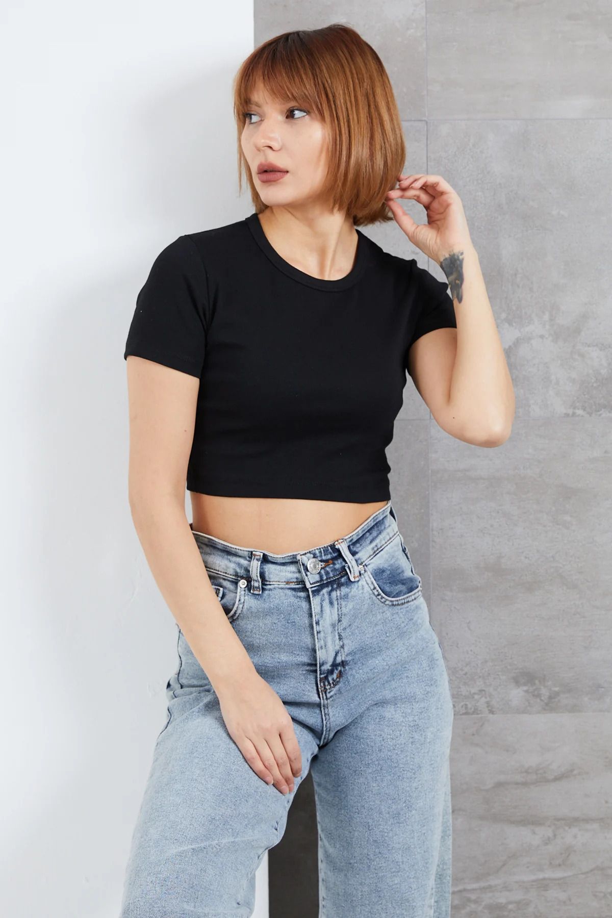 BERRU PAZARLAMA Bisiklet Yaka Crop Body
