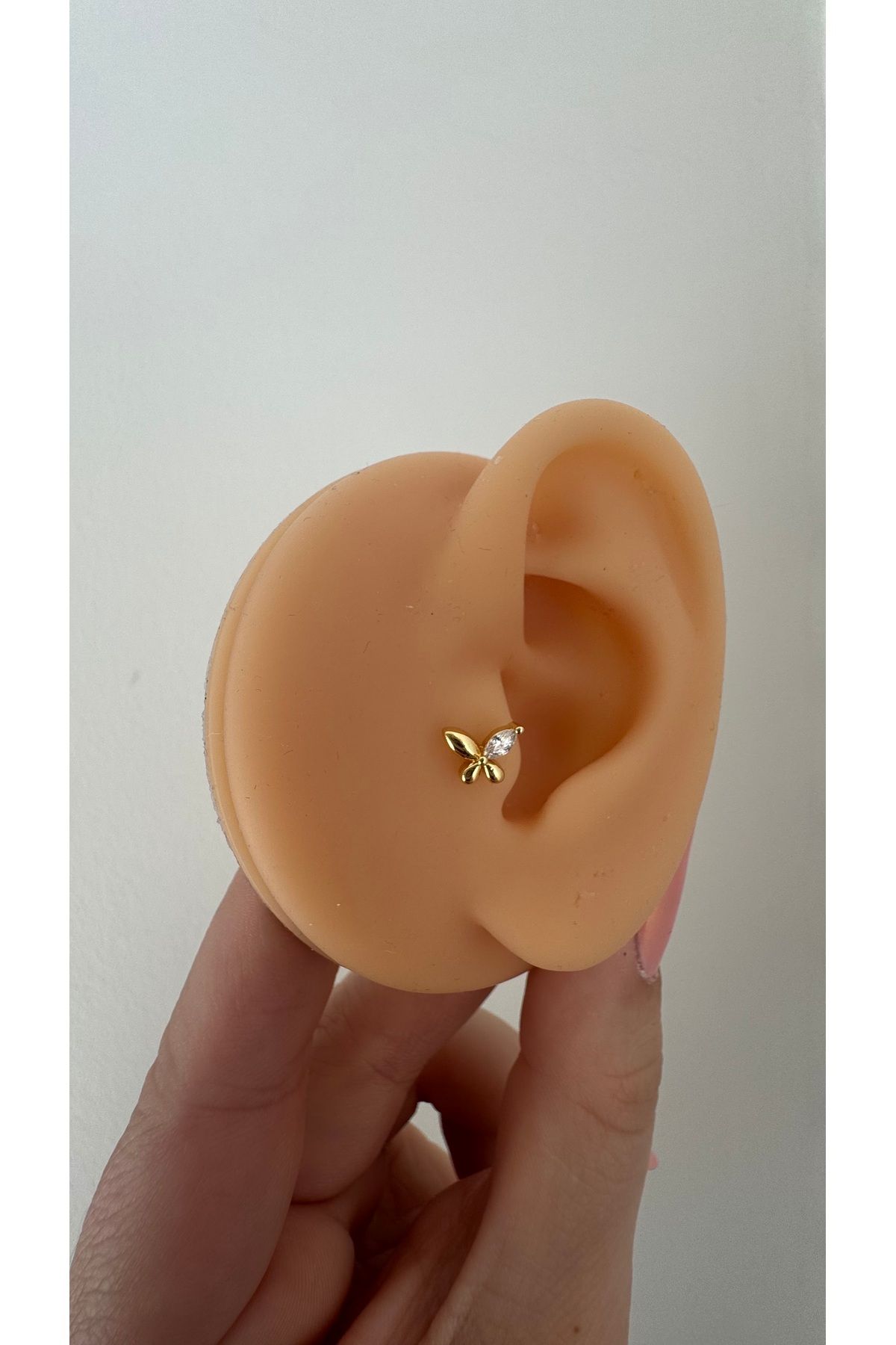 alysa jewelry Cerrahi Çelik kelebek taşlı parlak Piercing, Tragus, helix, lobe, conch