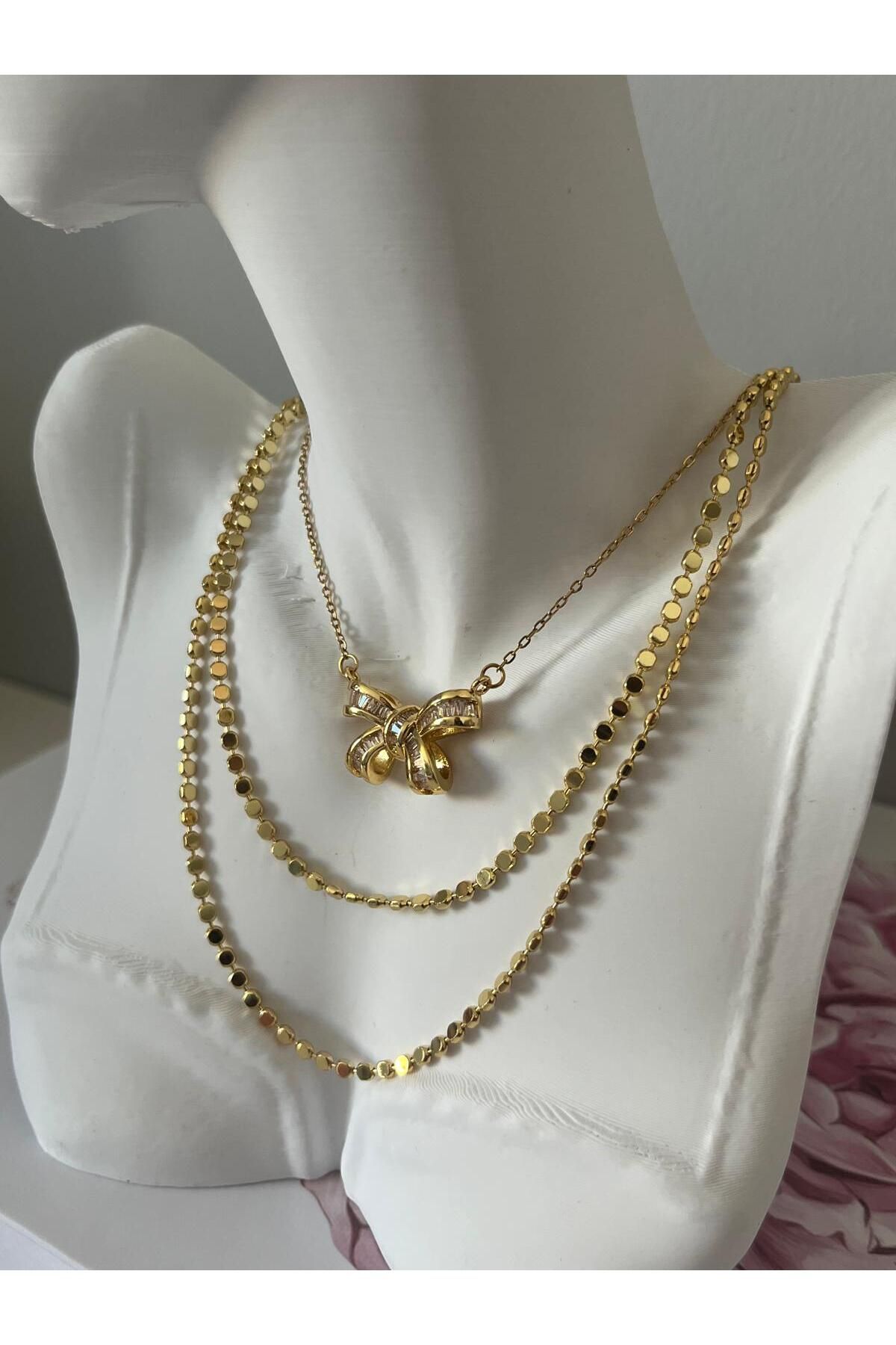 Çelik Gold birleşik ikili ezme zincir kolye