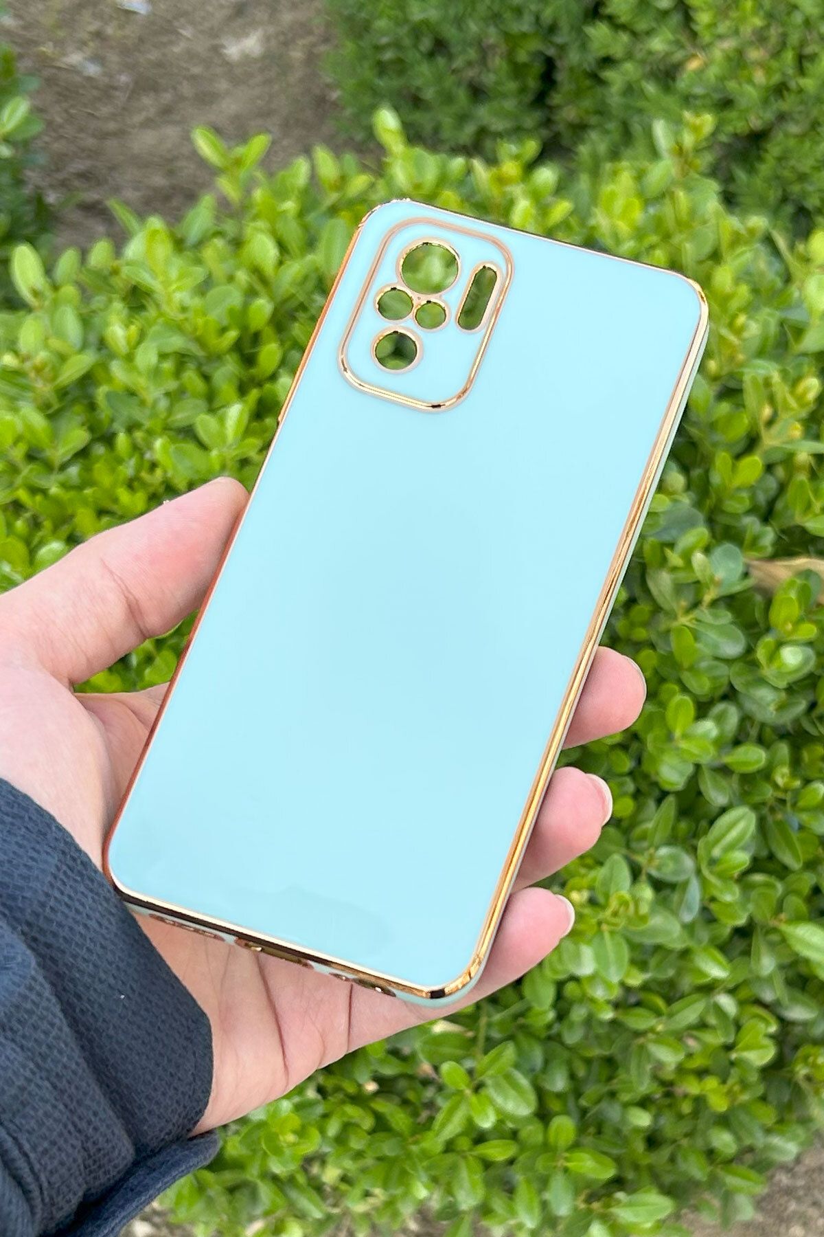 CEPSTOK Xiaomi Redmi Note 10/Note 10S Kılıf Kenar Detaylı Yumuşak Parlak Silikon