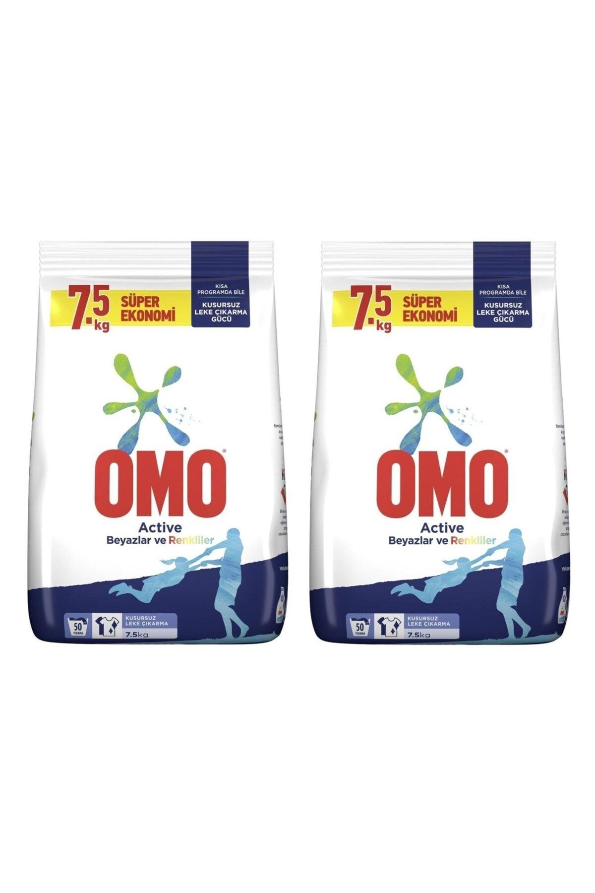 Omo Active Renkliler & Beyazlar Toz Çamaşır Deterjanı 7.5 kg x 2 Adet