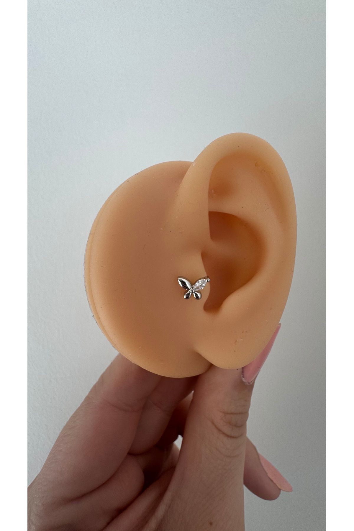 alysa jewelry Cerrahi Çelik kelebek taşlı parlak Piercing, Tragus, helix, lobe, conch